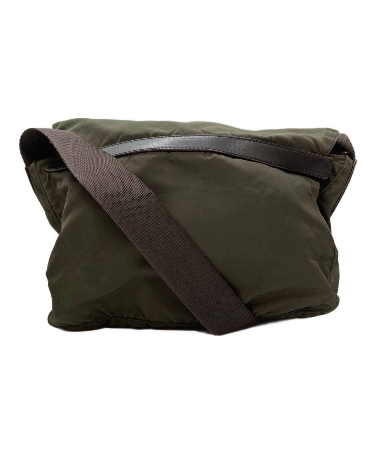 PRADA ナイロン ショルダーバッグ カーキ ボディバッグ 中古・古着通販】PRADA (プラダ) ナイロンショルダーバッグ カーキ