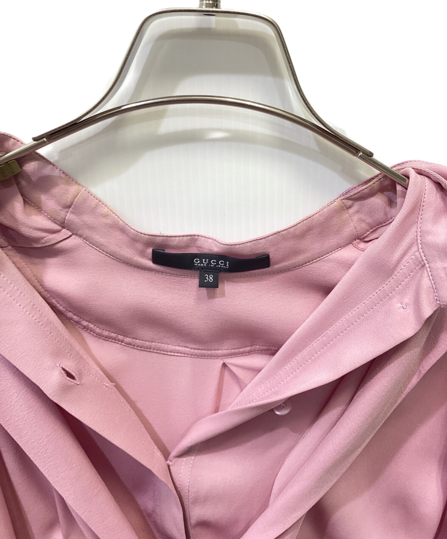 中古・古着通販】GUCCI (グッチ) シルクシャツ ピンク サイズ:38