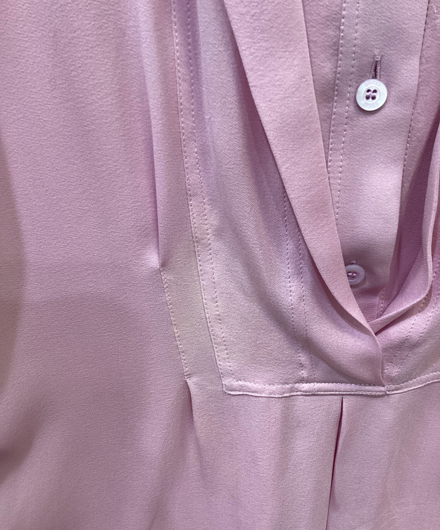 中古・古着通販】GUCCI (グッチ) シルクシャツ ピンク サイズ:38