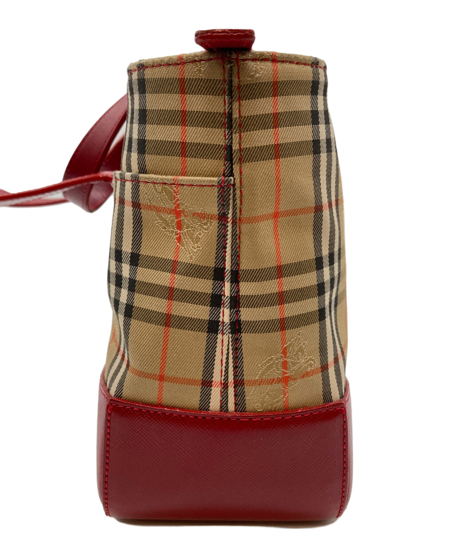 中古・古着通販】BURBERRY (バーバリー) ハンドバッグ レッド×ベージュ