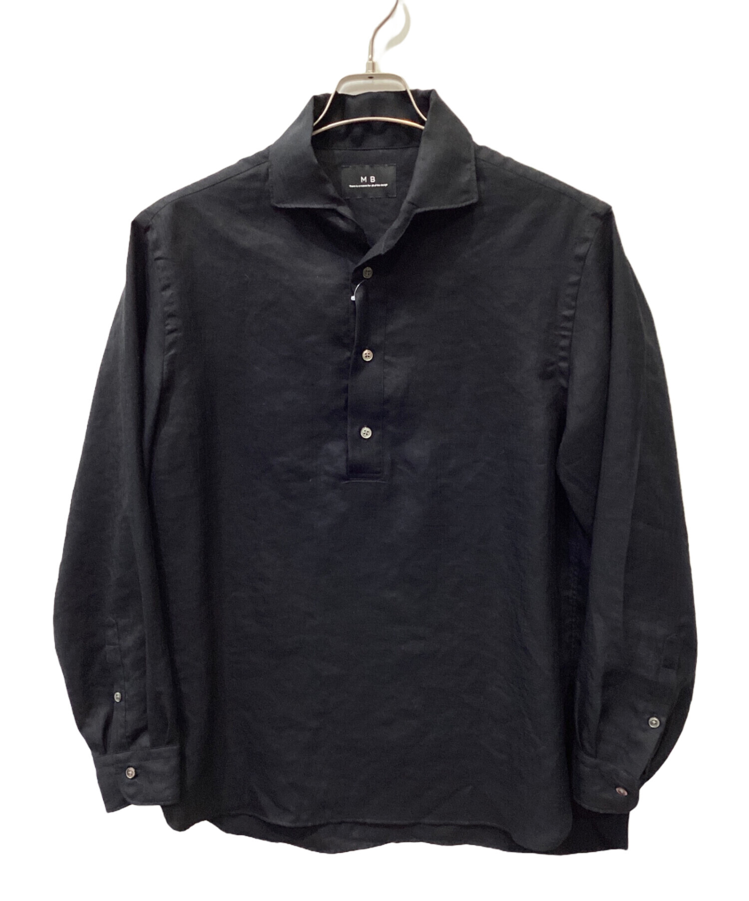 新品】MB 黒シャツMB STANDARD シルキードレープシャツ ブラック