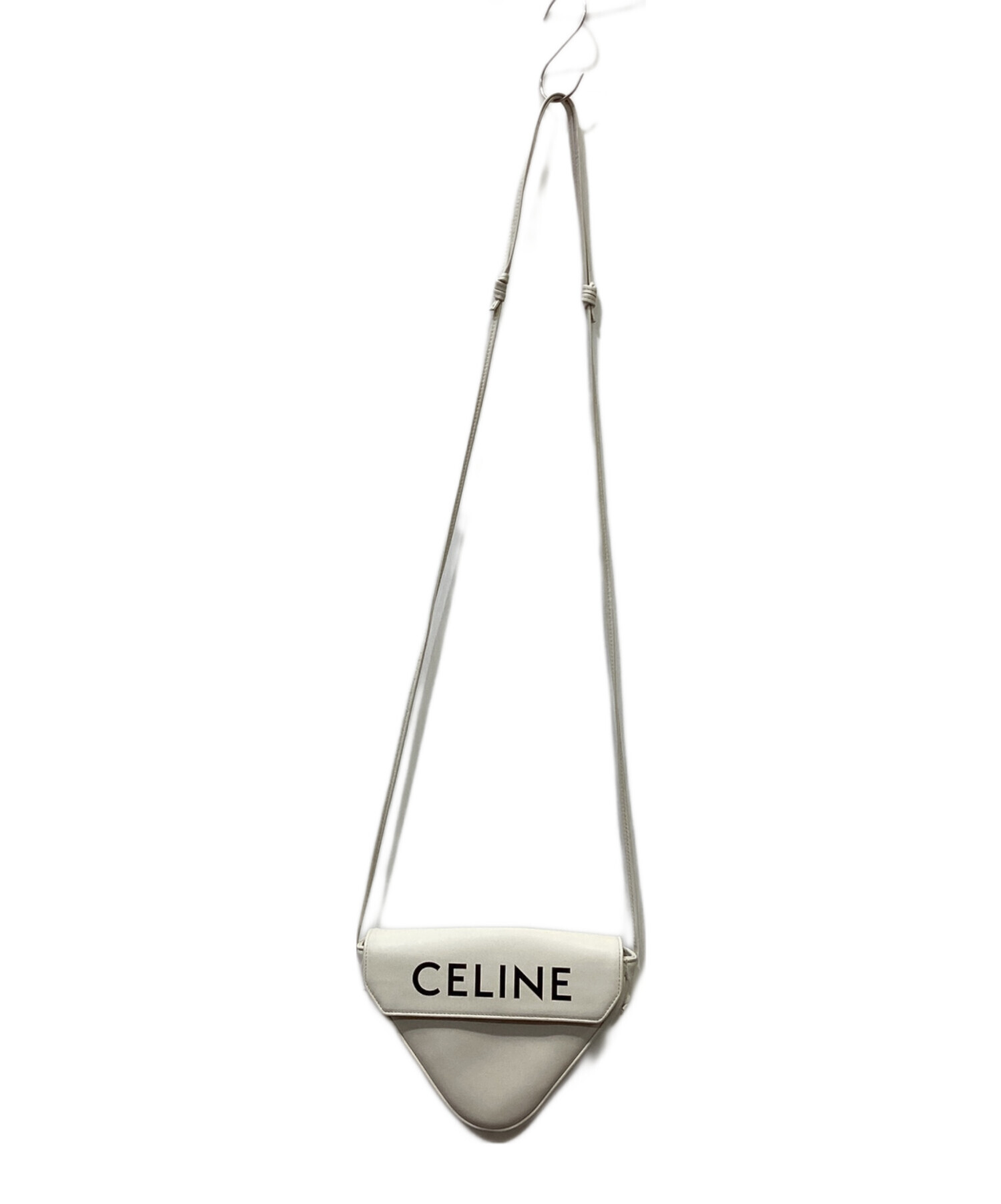 CELINE セリーヌ/トライアングル ロゴショルダー/Aランク/82【中古】 中古・古着通販】CELINE (セリーヌ) トライアングルバッグ ホワイト