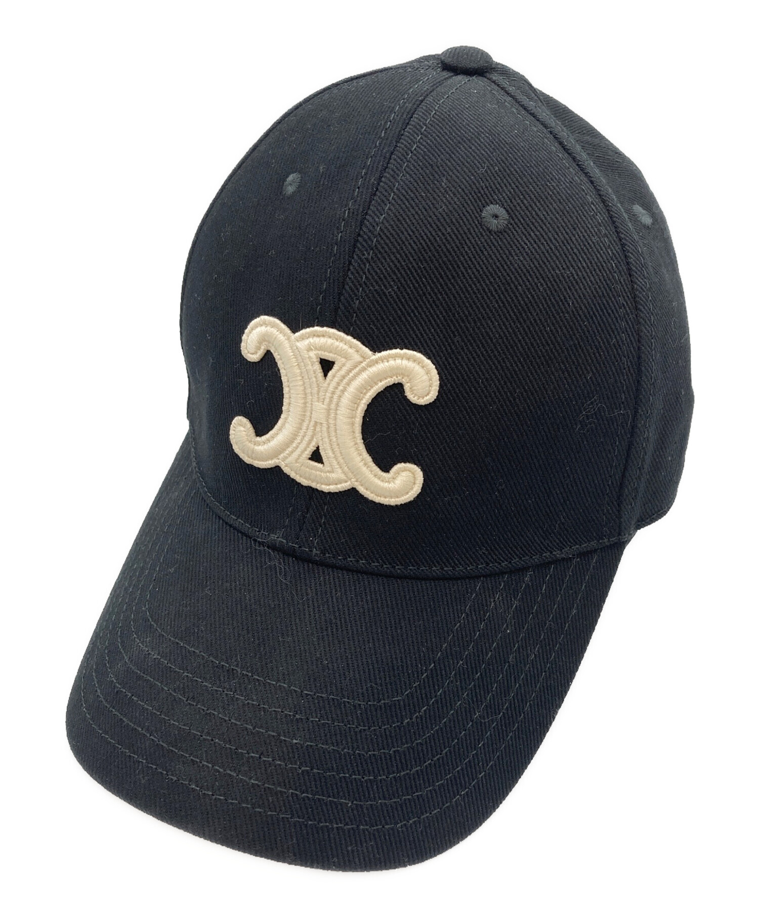 CELINE セリーヌ ロゴ キャップ M 中古・古着通販】CELINE (セリーヌ) ロゴキャップ ブラック サイズ:M