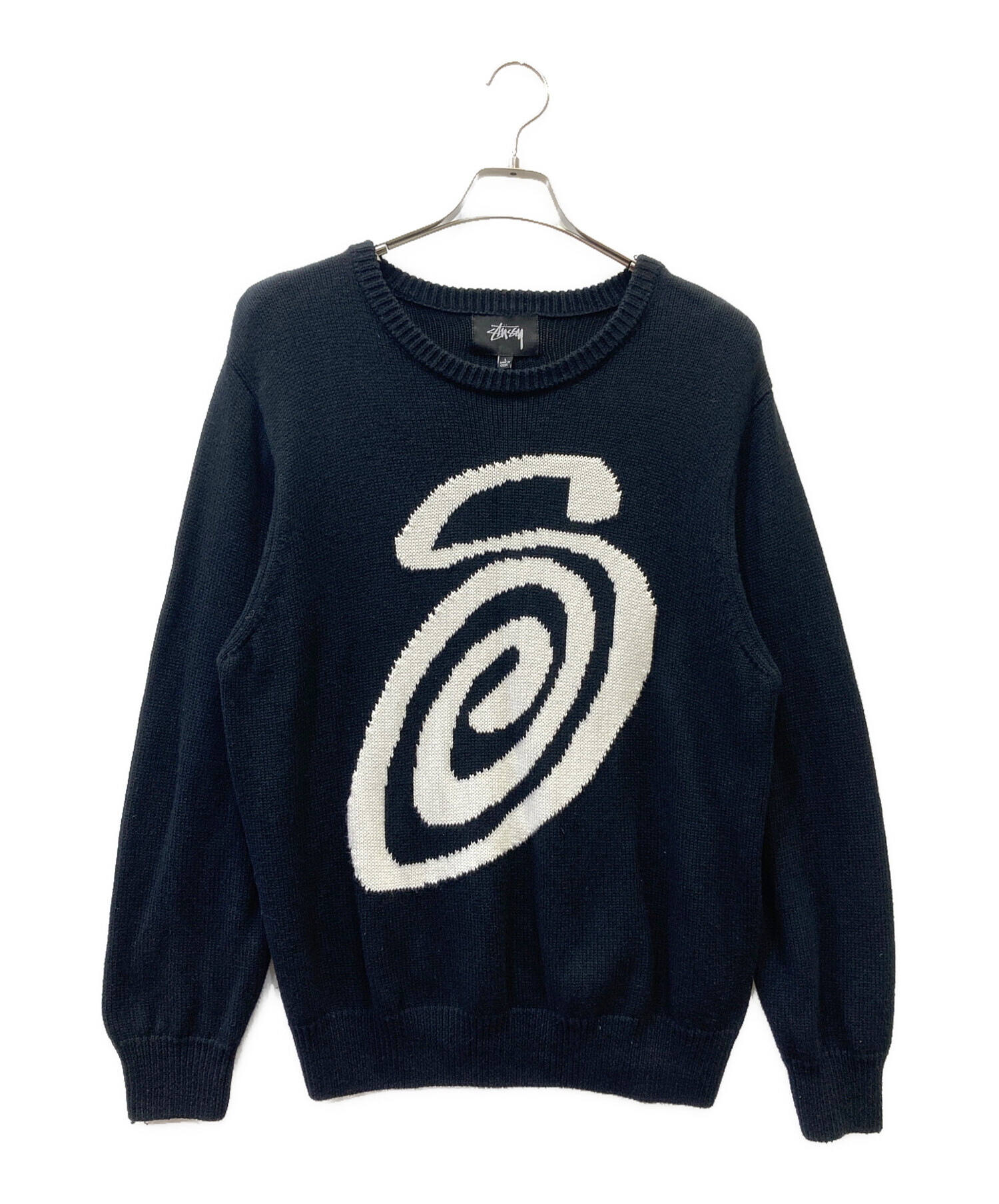 中古・古着通販】stussy (ステューシー) Curly S Sweater ブラック 