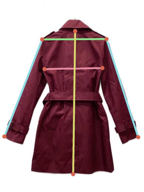 COACH 　トレンチコート（Ｌ）赤 中古・古着通販】COACH (コーチ) トレンチコート ワインレッド サイズ