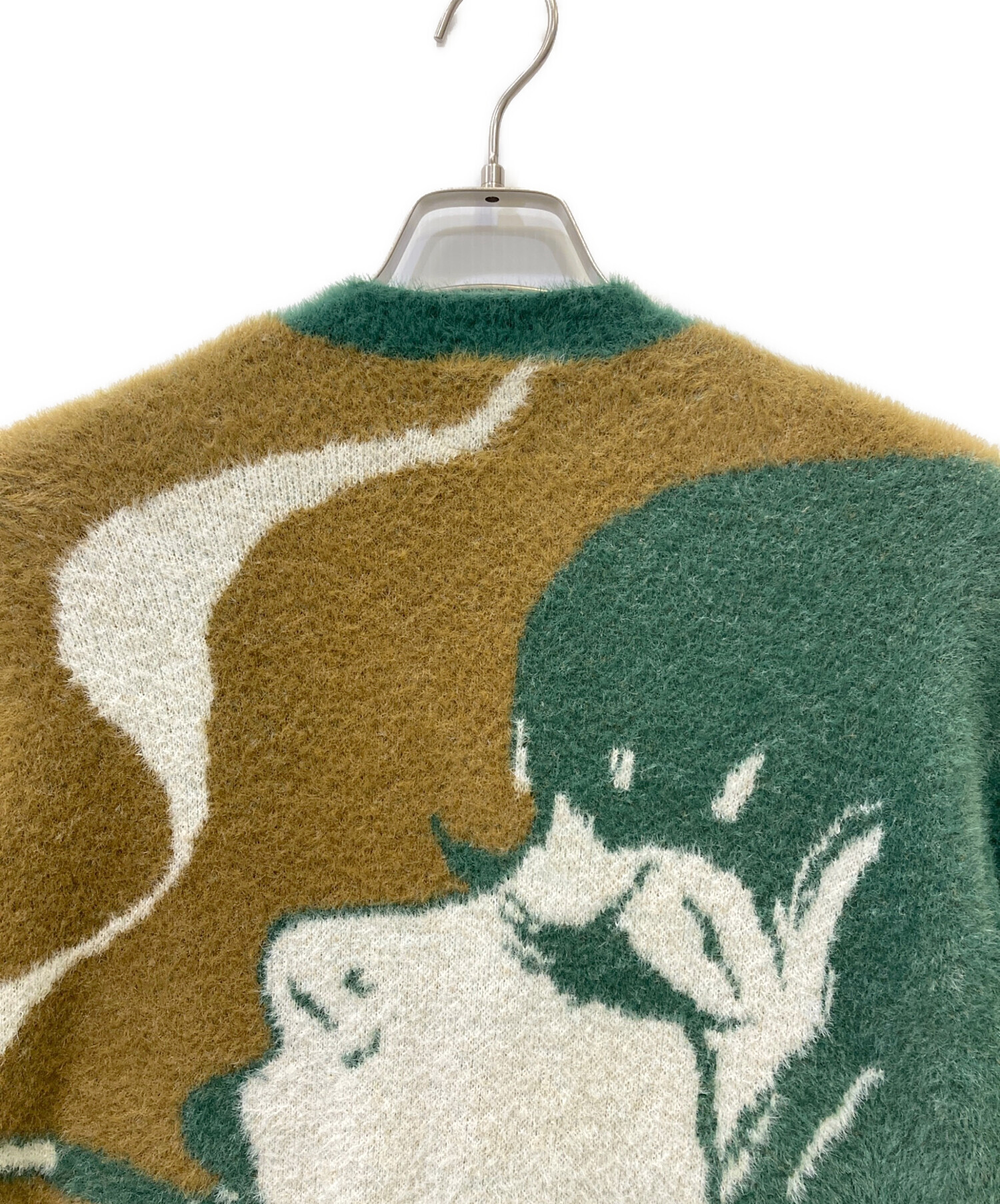 中古・古着通販】HUF (ハフ) シャギーカーディガン ブラウン×グリーン 
