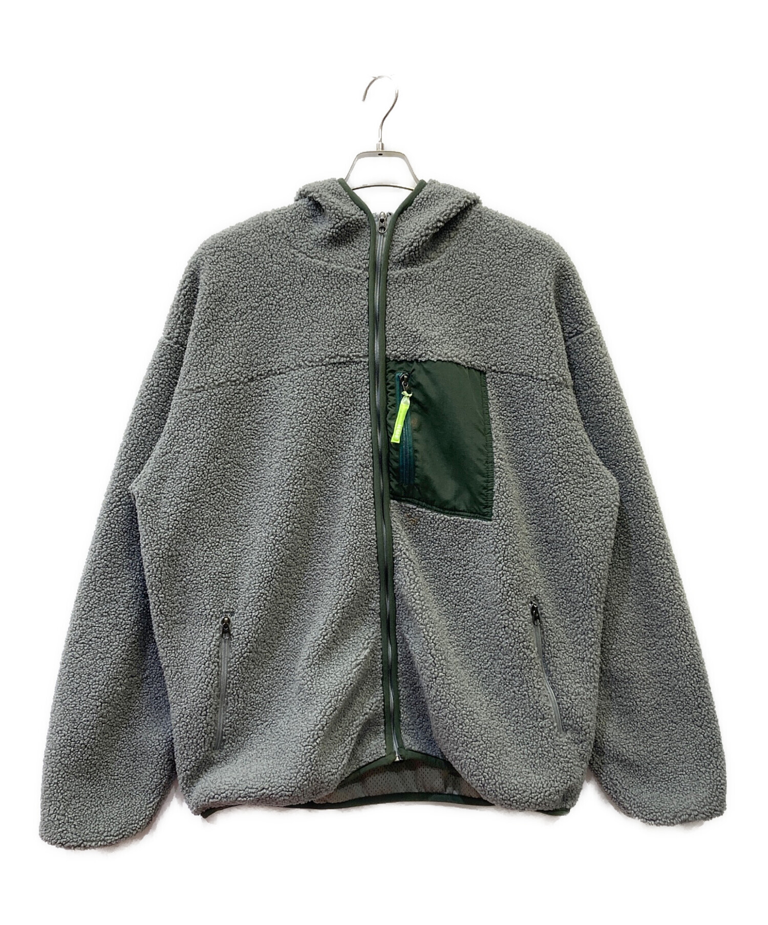 中古・古着通販】HUF (ハフ) ボアジャケット グレー×グリーン サイズ:L 