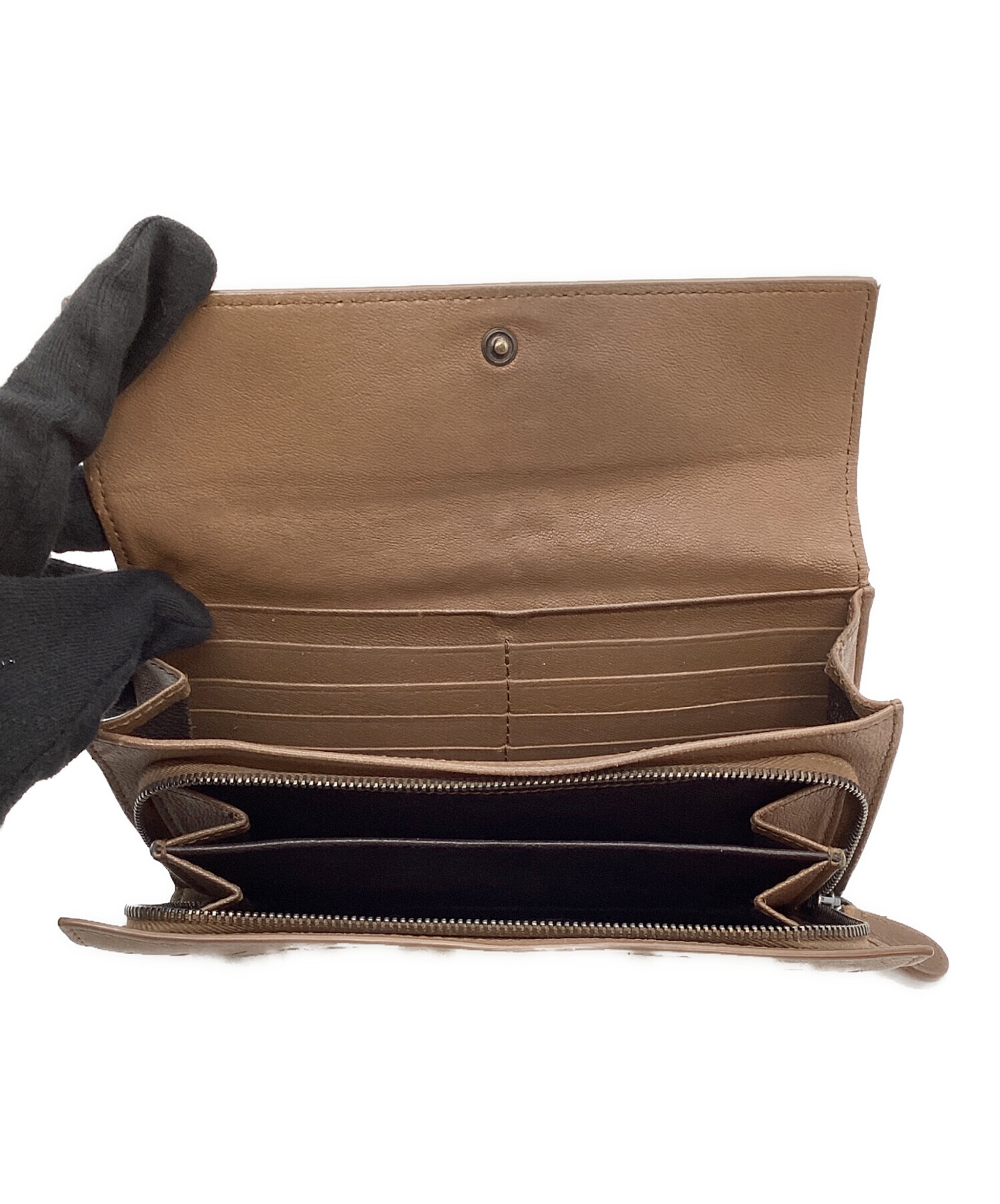 中古・古着通販】BOTTEGA VENETA (ボッテガベネタ) 長財布 ブラウン