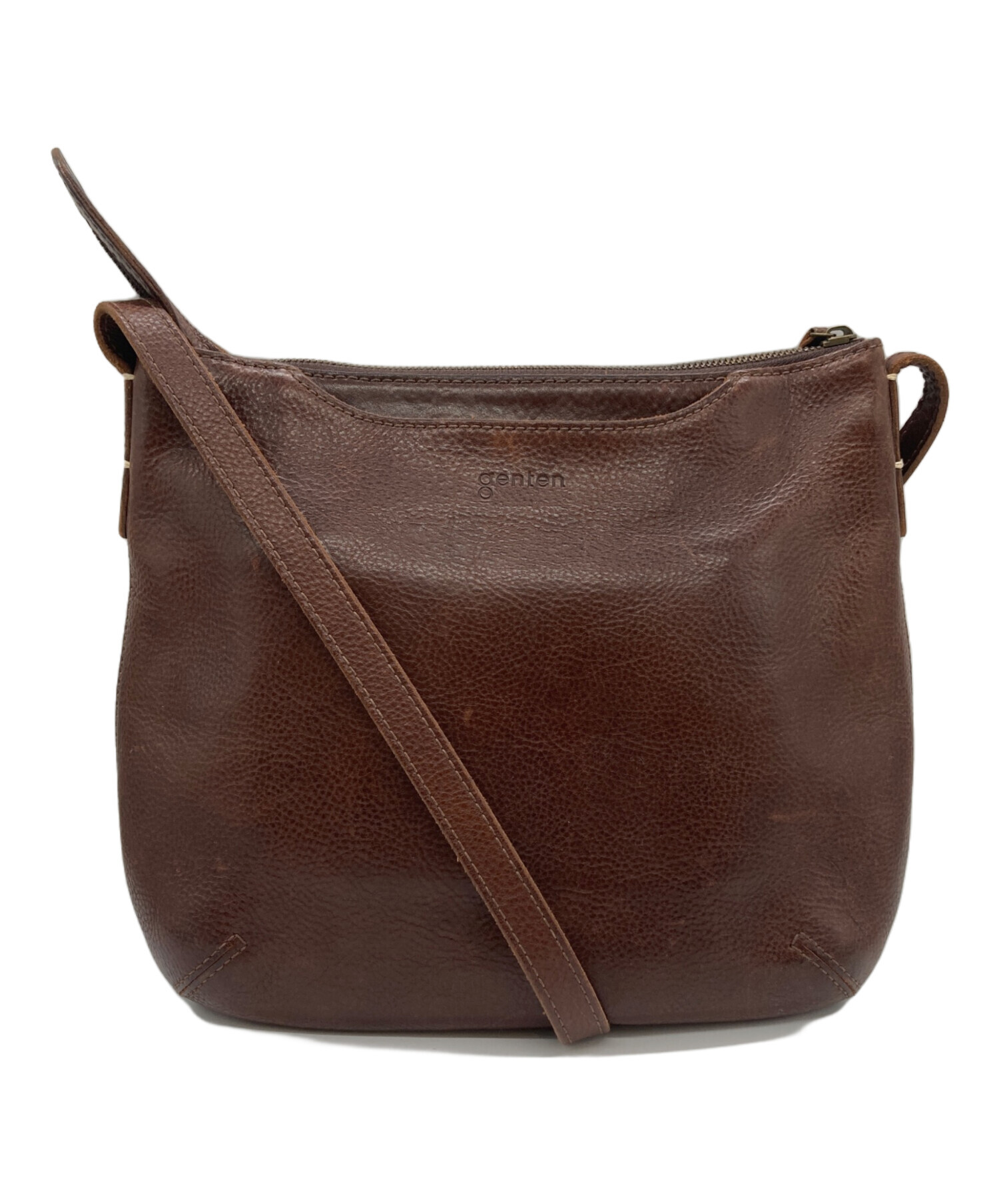 genten ブラウン レザー ショルダーバッグ 中古・古着通販】genten (ゲンテン) レザーショルダーバッグ ブラウン