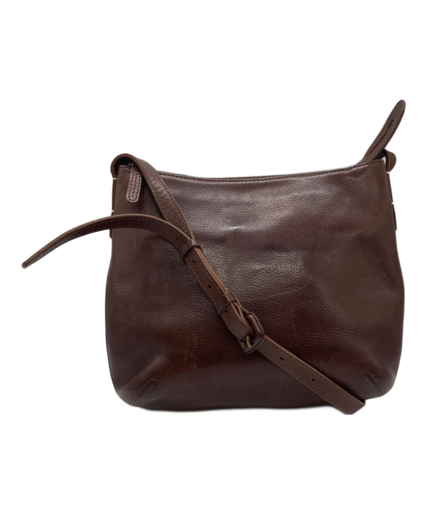 中古・古着通販】genten (ゲンテン) レザーショルダーバッグ ブラウン