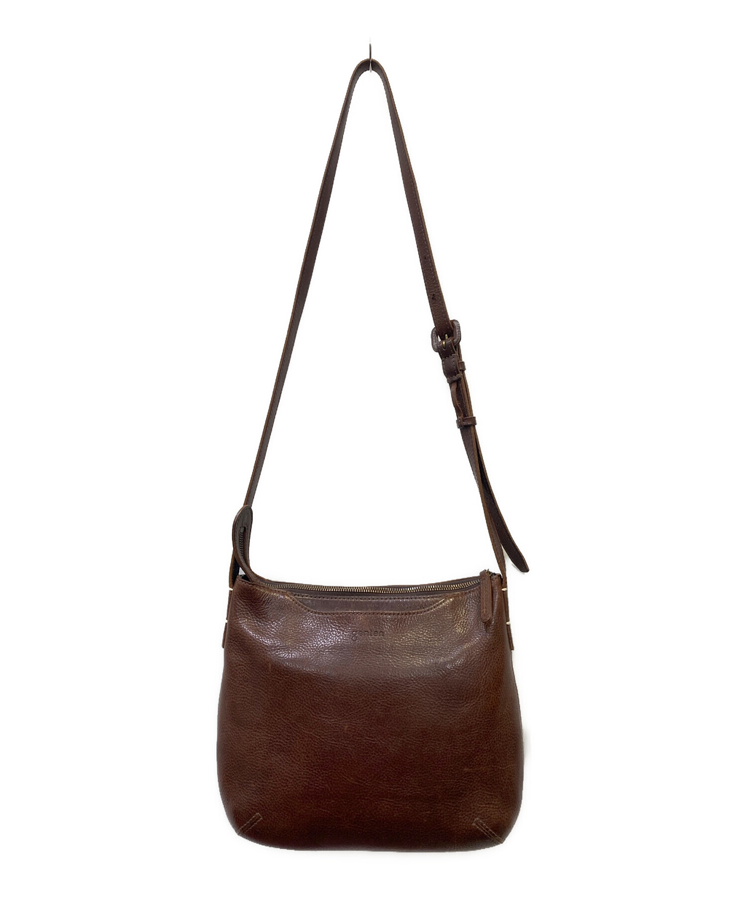中古・古着通販】genten (ゲンテン) レザーショルダーバッグ ブラウン