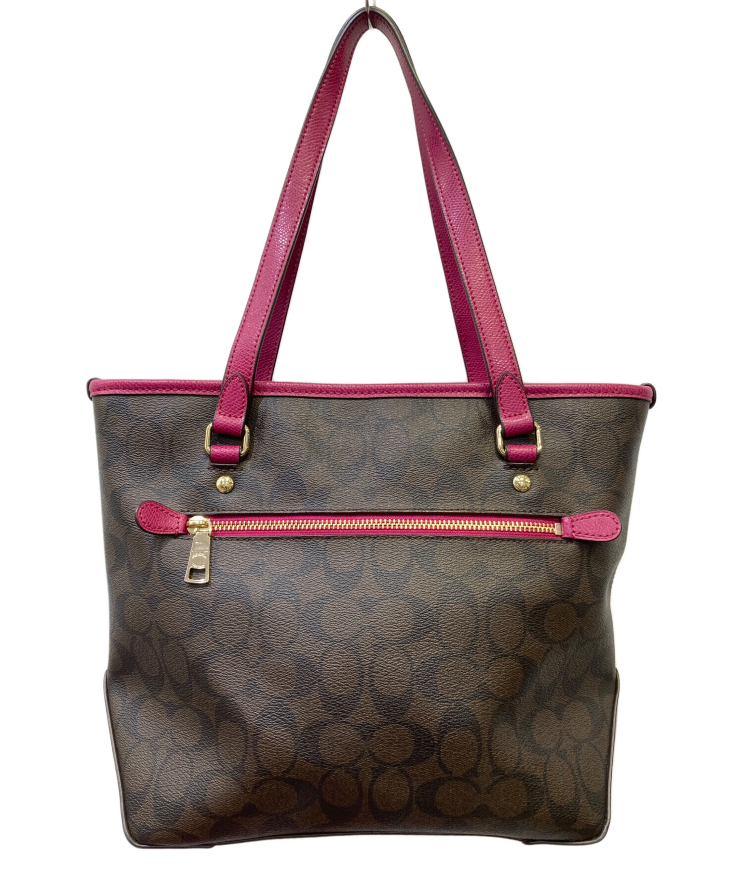 中古・古着通販】COACH (コーチ) トートバッグ ブラウン×ピンク 