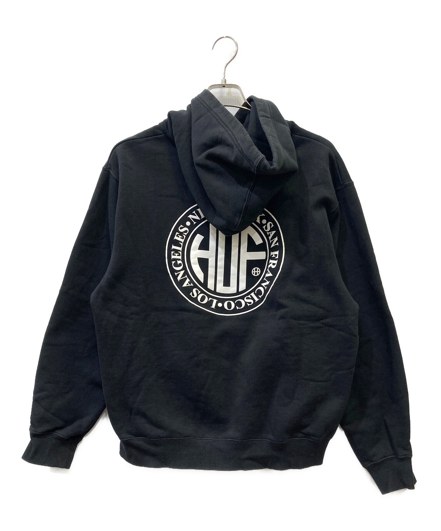 中古・古着通販】HUF (ハフ) プルオーバーパーカー ブラック サイズ:L