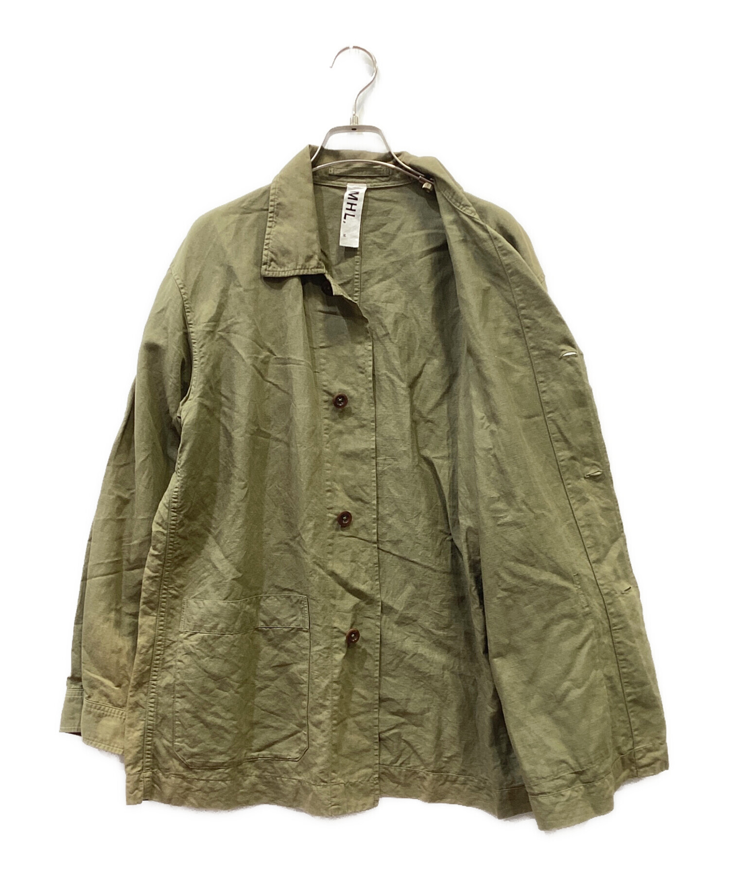 MHL. エムエイチエル ブラウス M カーキ 【古着】【中古】【送料無料】 中古・古着通販】MHL (エムエイチエル) 長袖シャツ オリーブ サイズ:M