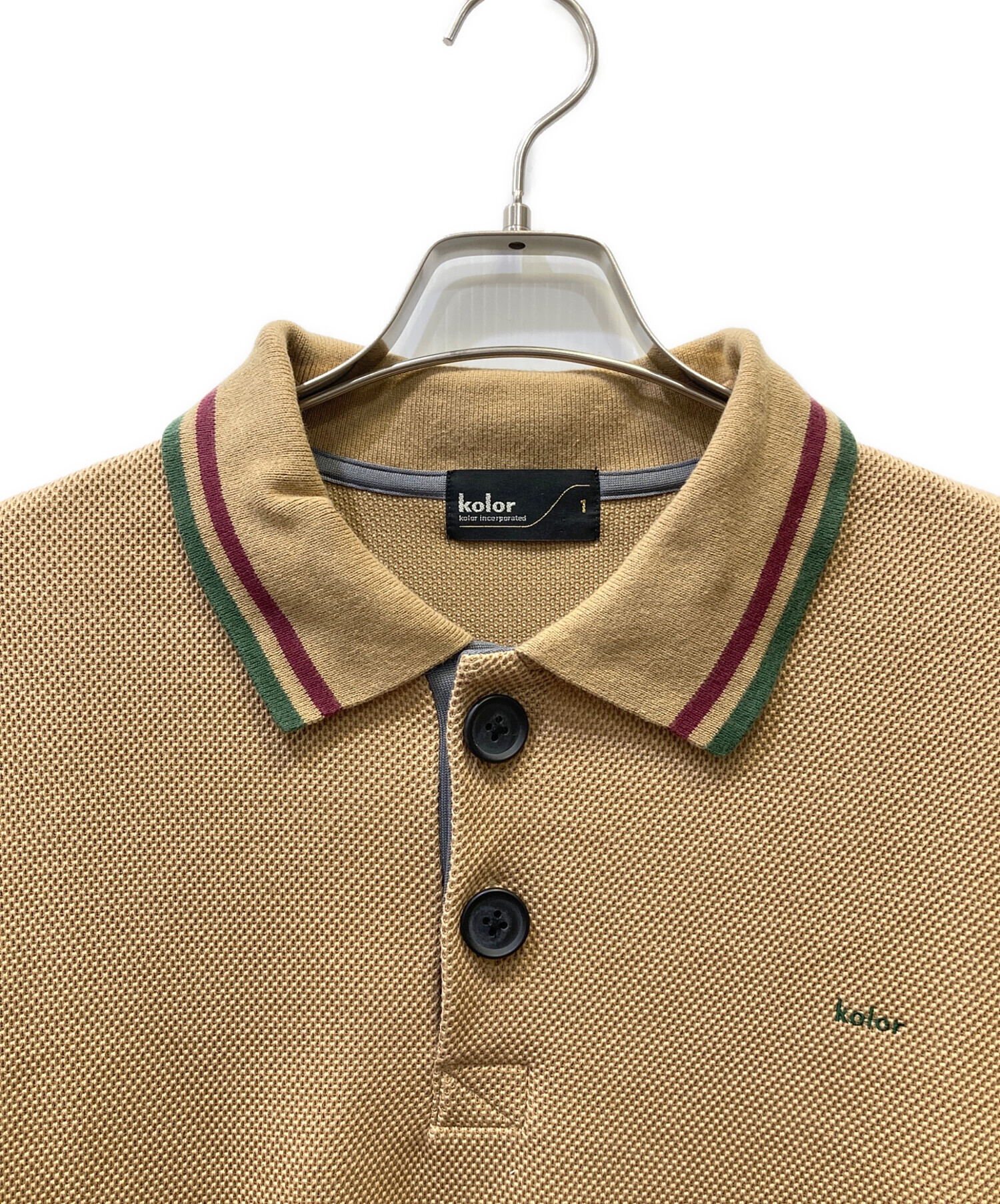 kolor ベージュ メッシュ ポロシャツ サイズ1 中古・古着通販】KOLOR (カラー) ポロシャツ ベージュ サイズ:1