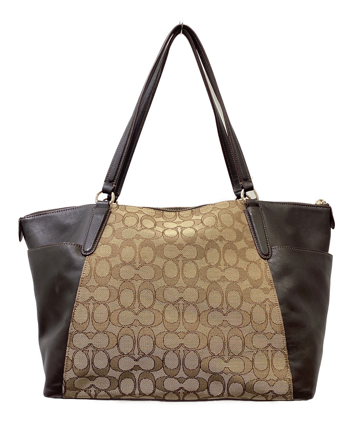 中古・古着通販】COACH (コーチ) トートバッグ ブラウン×ベージュ 