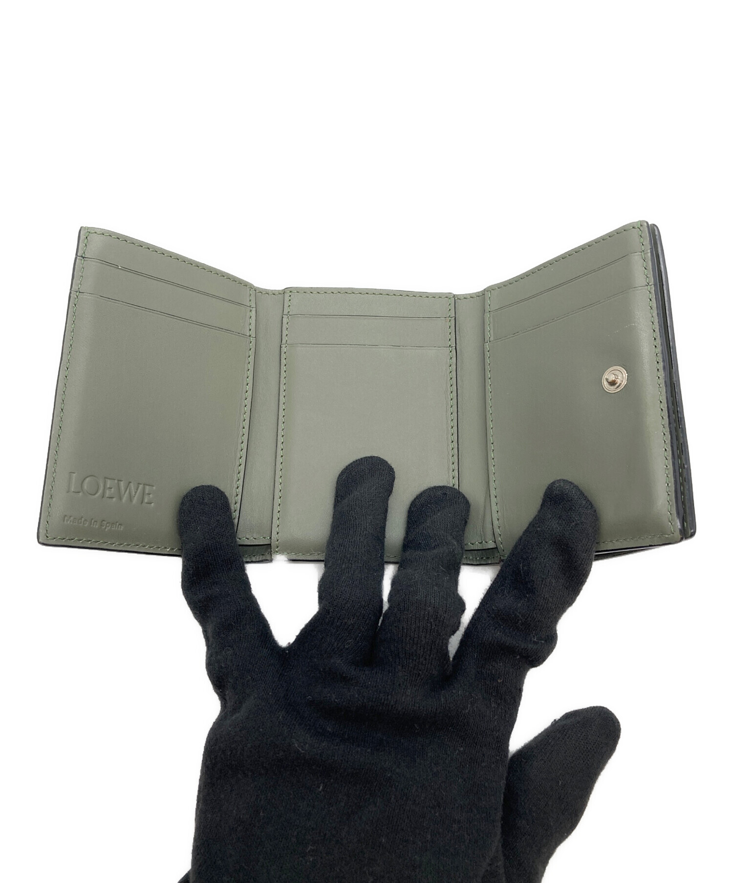 中古・古着通販】LOEWE (ロエベ) 3つ折り財布 グリーン｜ブランド