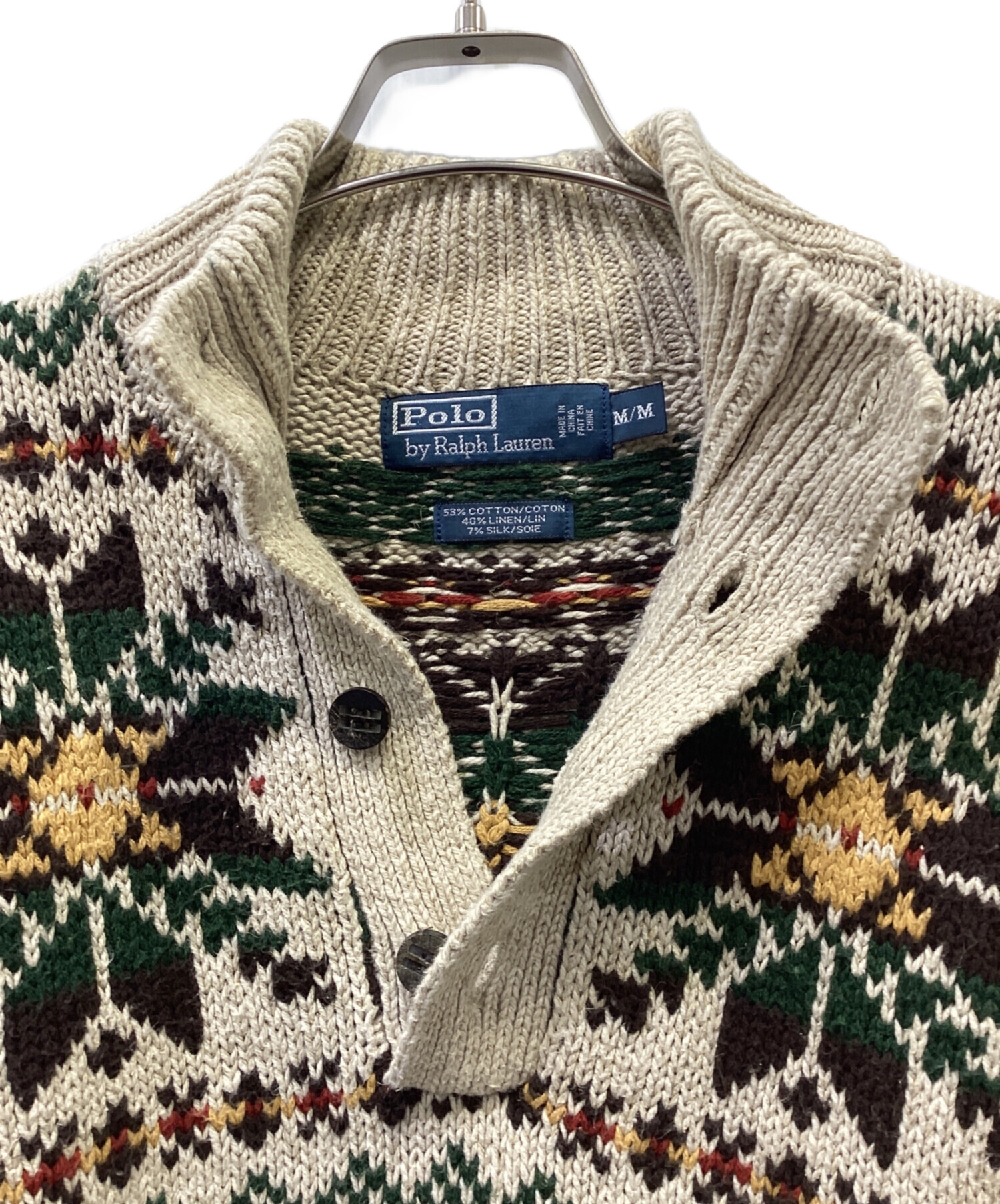 未使用に近い　ラルフローレン　リネン100% ハンドニット　ベージュ　M相当 中古・古着通販】POLO RALPH LAUREN (ポロ・ラルフローレン) 厚手