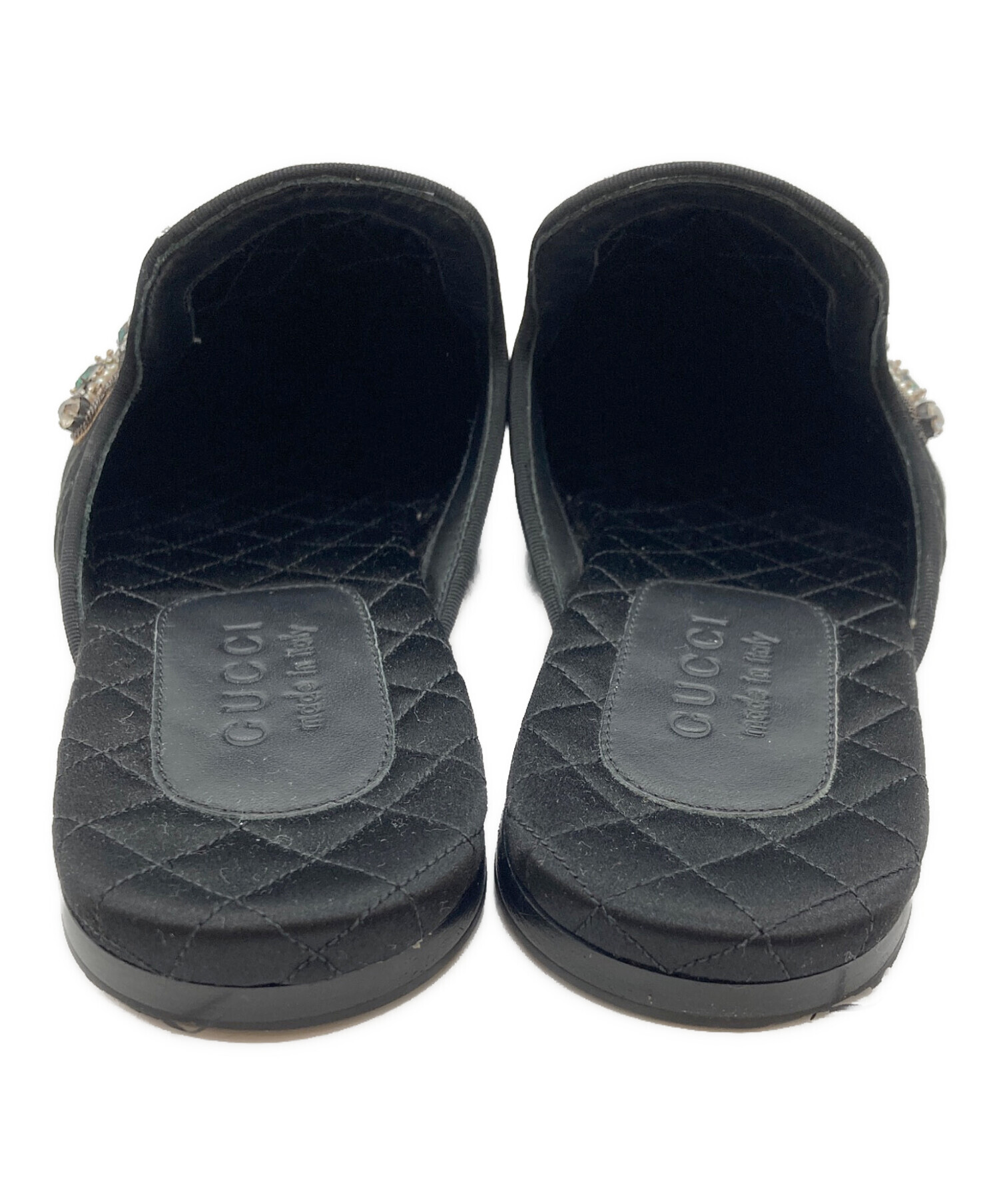 中古・古着通販】GUCCI (グッチ) ベルベットスリッパ ブラック サイズ 