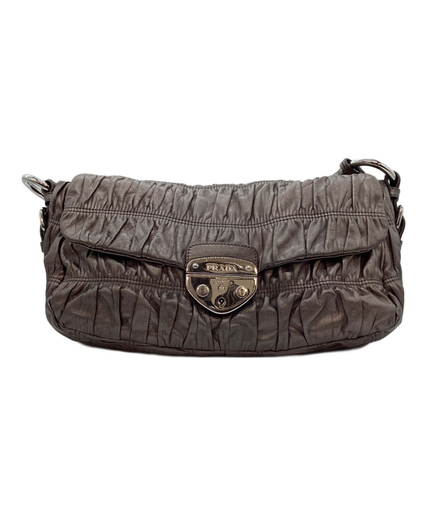 中古・古着通販】PRADA (プラダ) セミショルダーバッグ グレー 