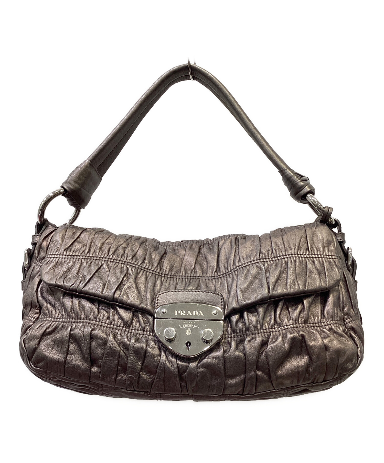中古・古着通販】PRADA (プラダ) セミショルダーバッグ グレー 