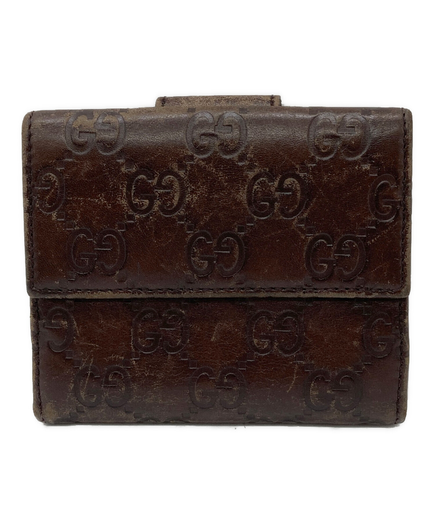 中古・古着通販】GUCCI (グッチ) 2つ折り財布 ブラウン｜ブランド