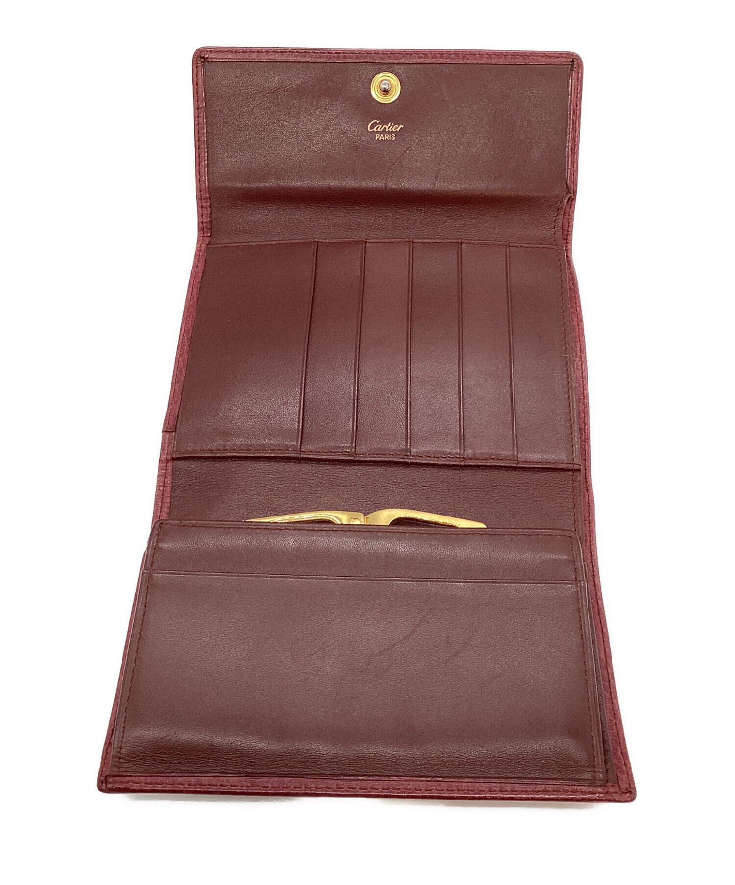 中古・古着通販】Cartier (カルティエ) 3つ折り財布 ボルドー
