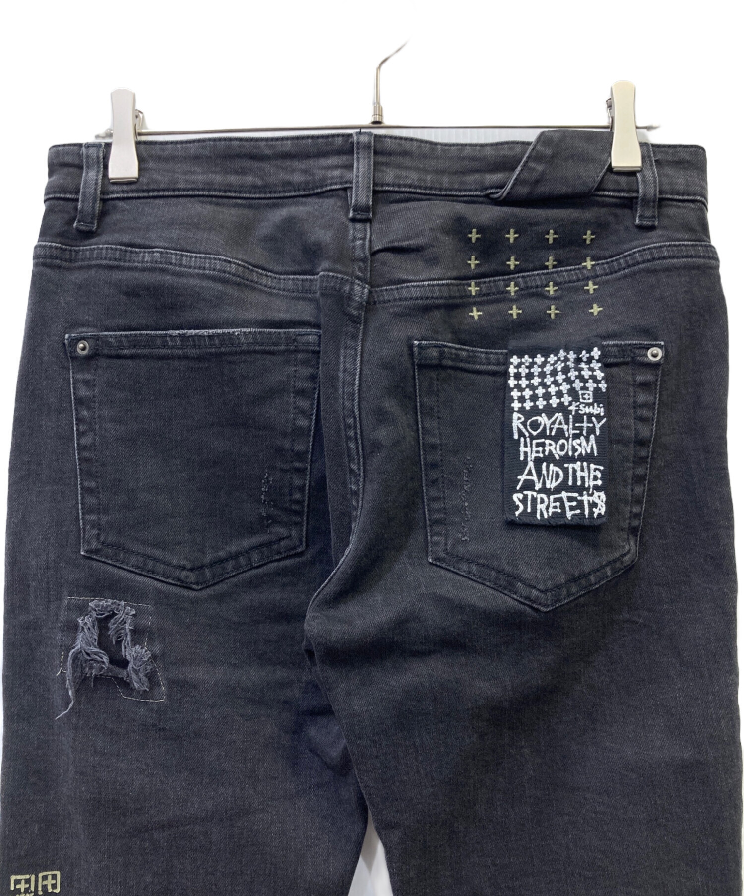 中古・古着通販】Ksubi (スビ) ダメージ加工デニムパンツ グレー