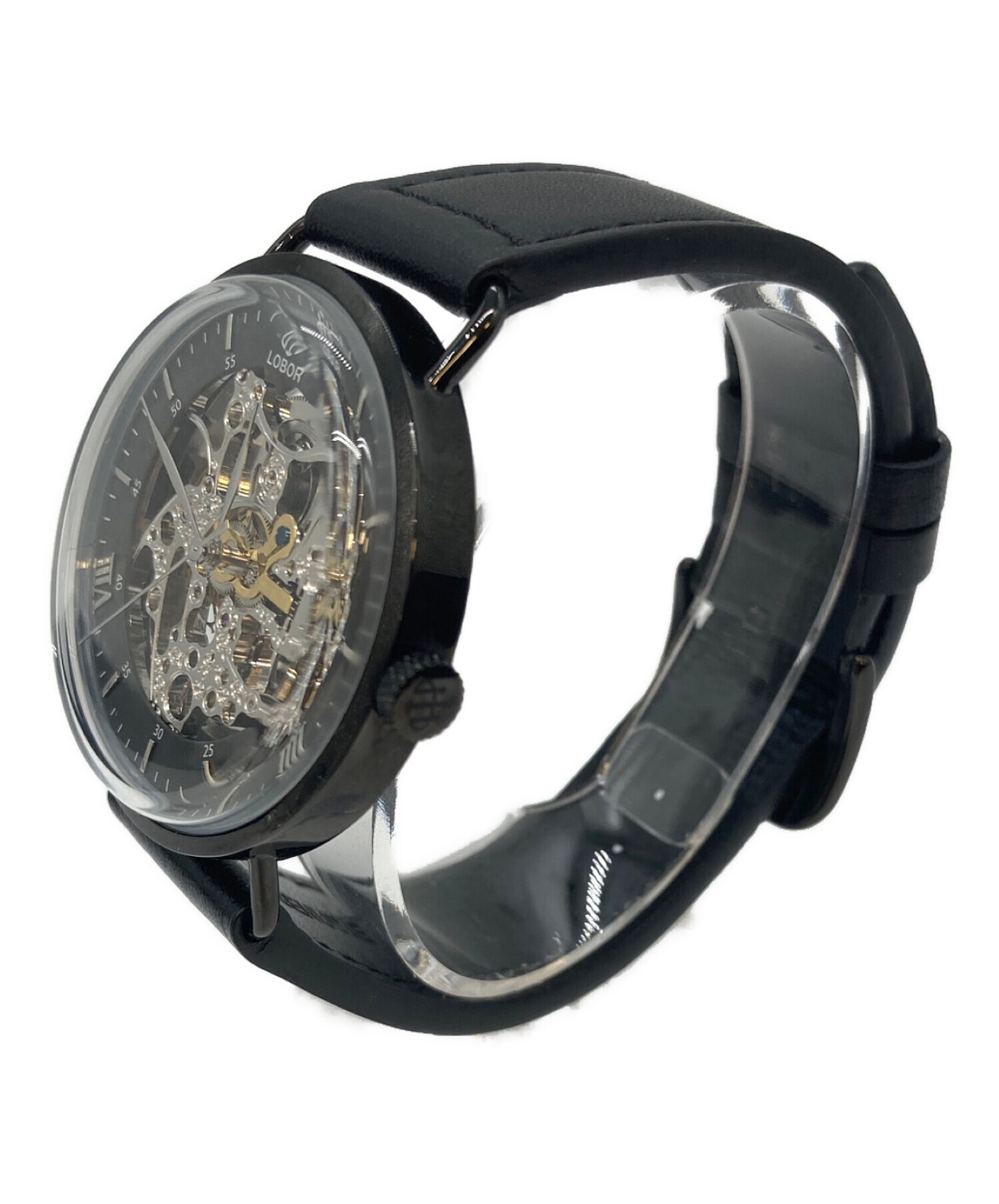 お取り置き中！LOBOR    ロバーウォッチ　腕時計 41mm 中古・古着通販】LOBOR (ロバー) スケルトンウォッチ ブラック