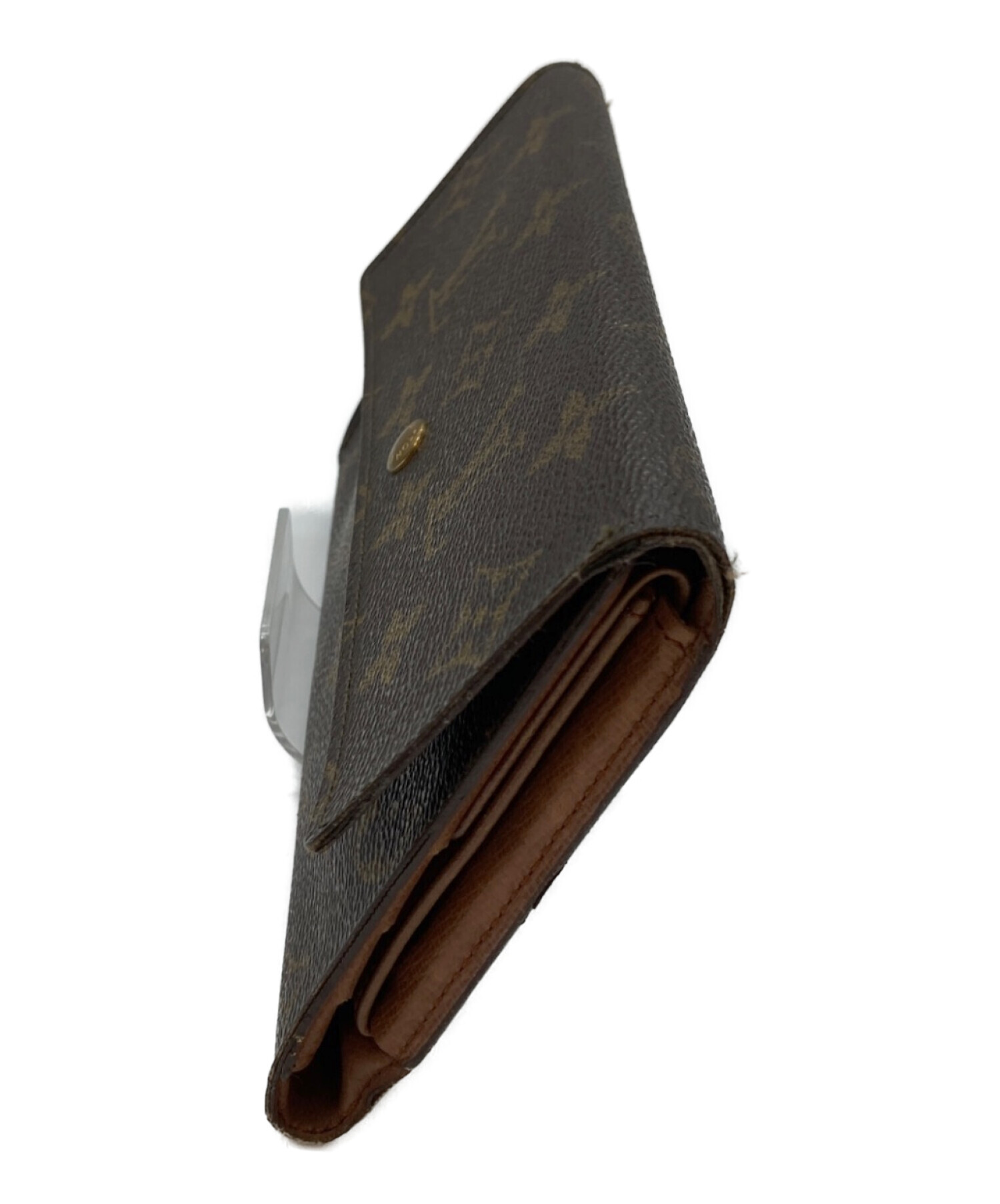 LOUIS VUITTON 三つ折り財布 ブラウン/レッド 中古・古着通販】LOUIS VUITTON (ルイ ヴィトン) 3つ折り財布 ブラウン