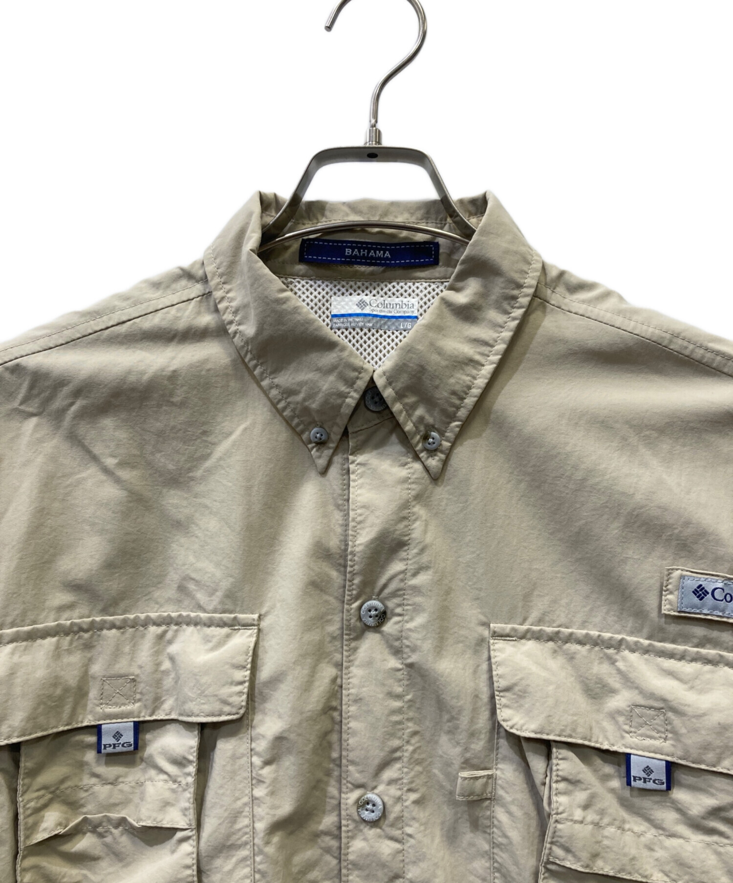 COLUMN コラム カジュアルシャツ M ベージュ 【古着】【中古】【送料無料】 中古・古着通販】Columbia (コロンビア) 長袖シャツ ベージュ サイズ:L