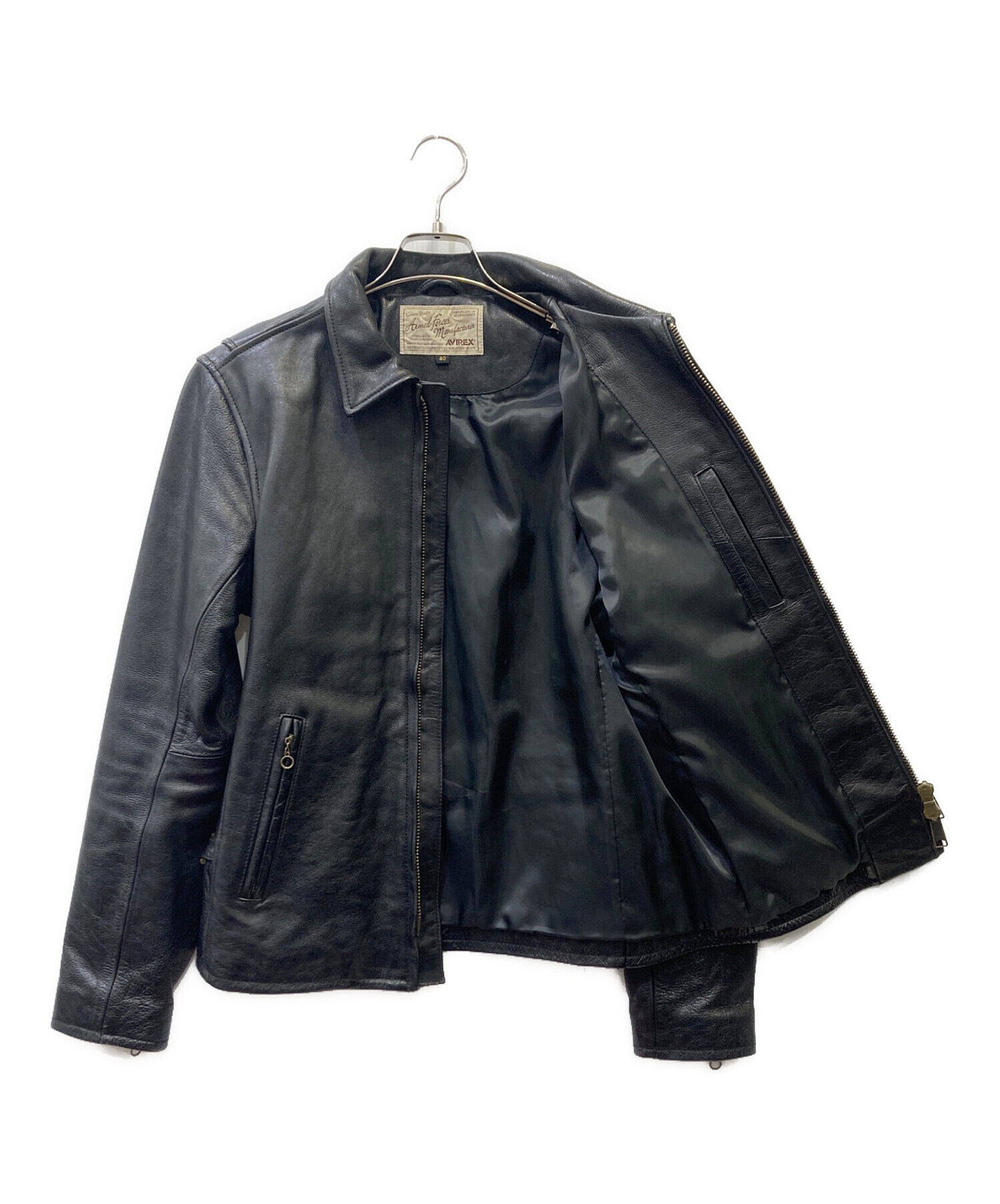 【avirex】 レザージャケット　40 中古・古着通販】AVIREX (アヴィレックス) レザージャケット ブラック