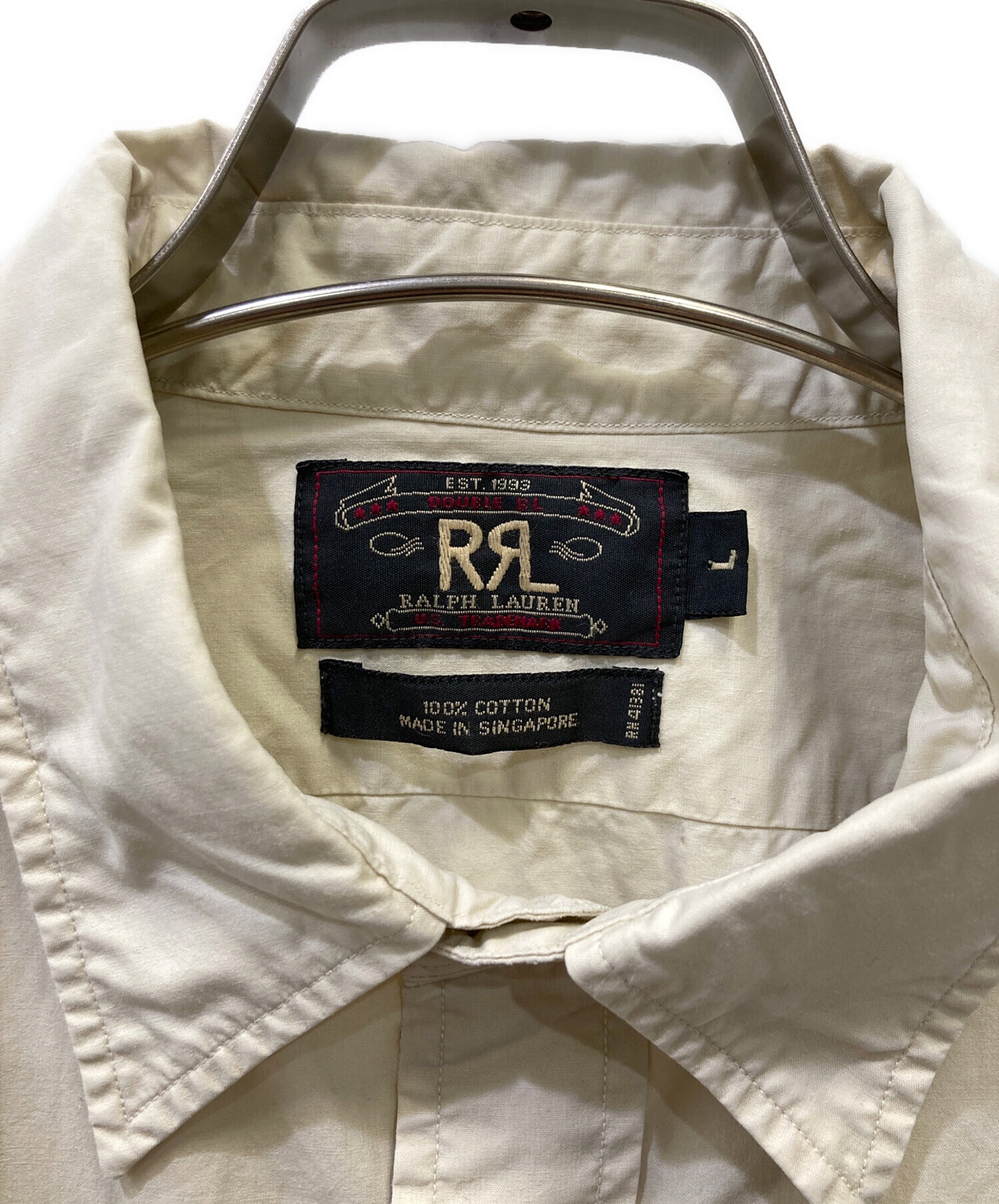 RRL 半袖シャツ M ベージュ 中古・古着通販】RRL (ダブルアールエル) 半袖シャツ ベージュ サイズ