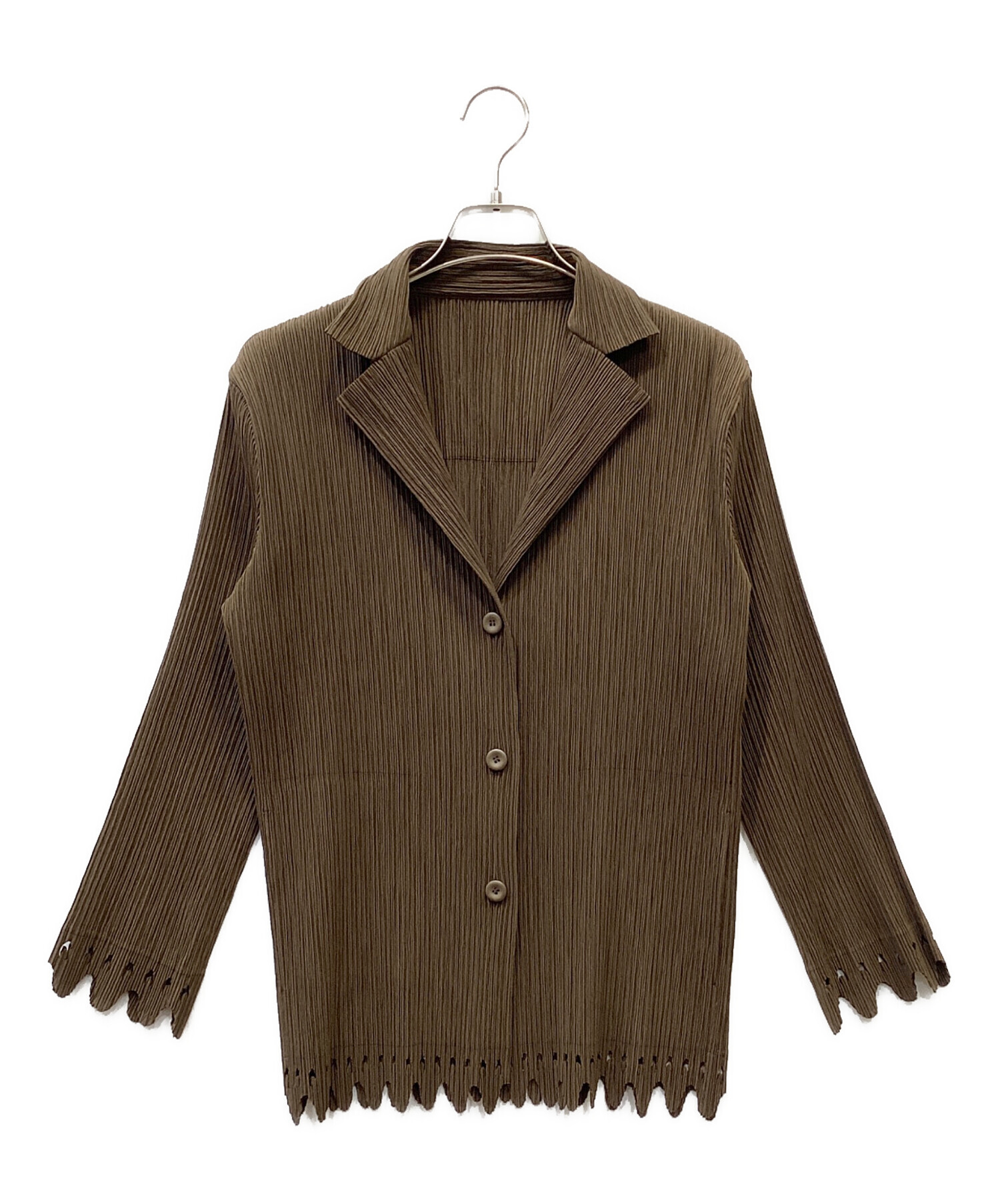 初期 1972年 イッセイミヤケ　変形ジャケット　アウター　肩パット　ブラウン 中古・古着通販】ISSEY MIYAKE (イッセイミヤケ) カットワークプリーツ
