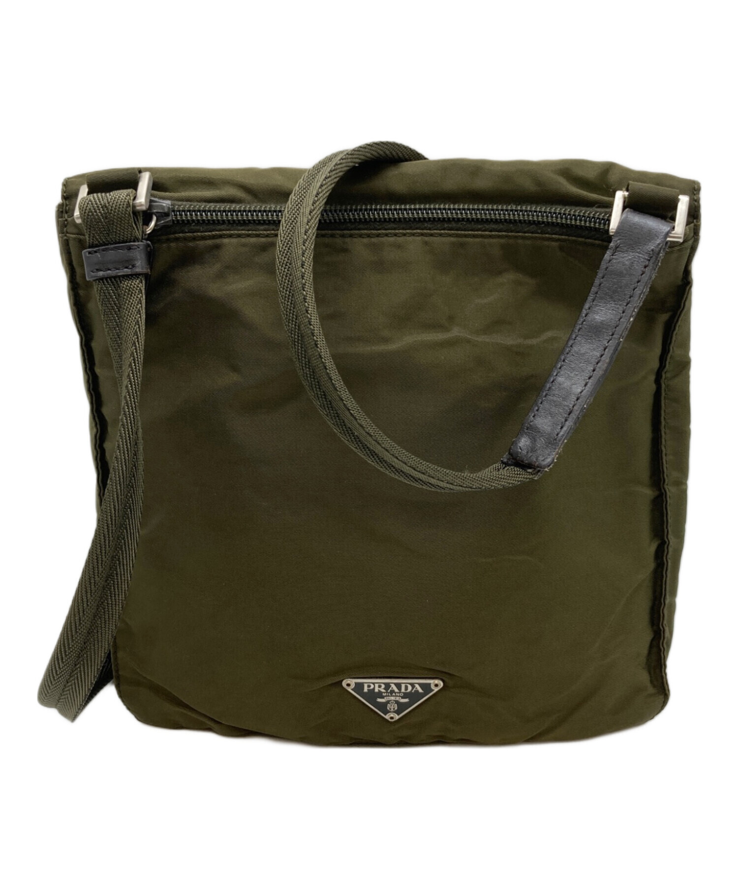 中古・古着通販】PRADA (プラダ) ナイロンショルダーバッグ カーキ