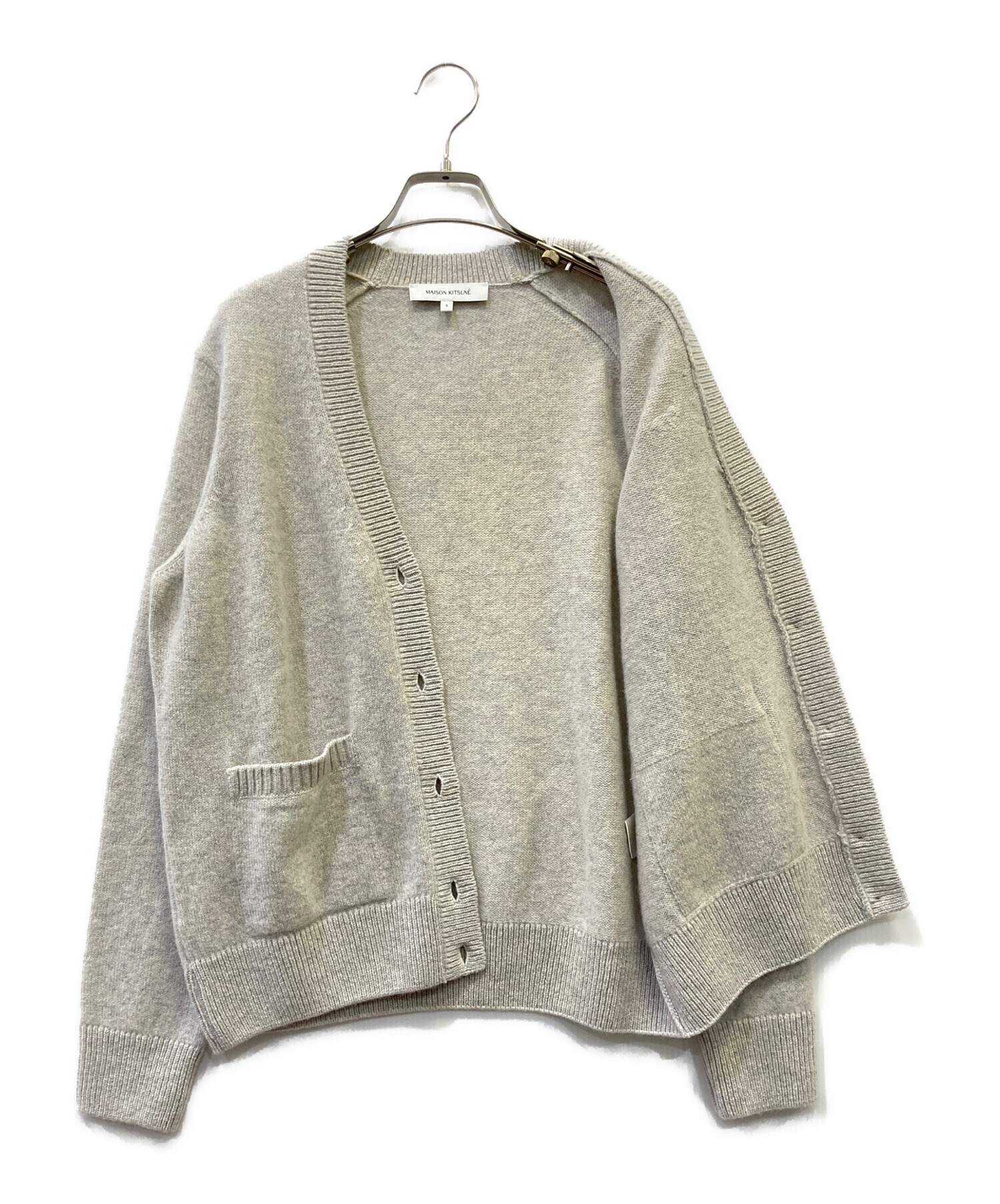 美品】メゾンキツネ、Maisonkitsune、ノーカラーカーディガンxsグレー 中古・古着通販】MAISON KITSUNE (メゾンキツネ) カーディガン グレー