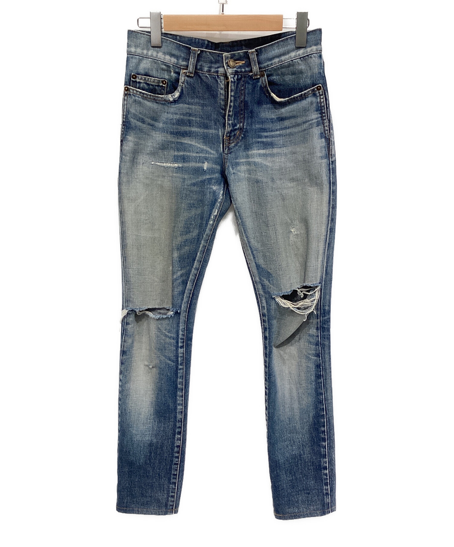 サンローランパリ ダメージ加工 ジーンズ 26サイズ インディゴ 中古・古着通販】Saint Laurent Paris (サンローランパリ) リペア加工