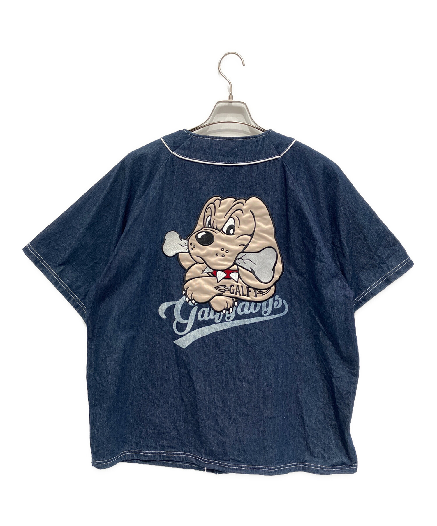 中古・古着通販】GALFY (ガルフィー) デニム犬草野球シャツ インディゴ