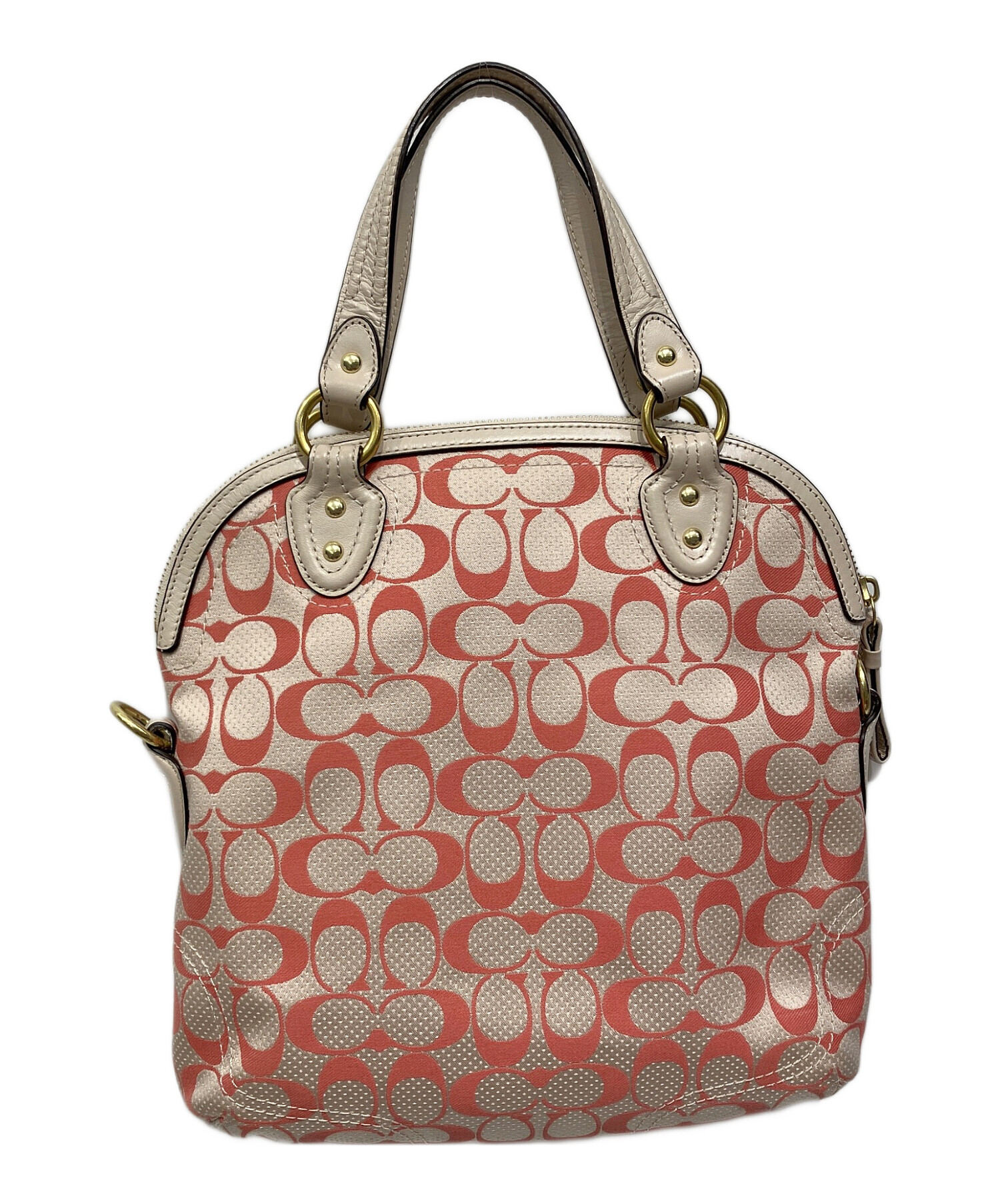 中古・古着通販】COACH (コーチ) 2WAYバッグ ホワイト×ピンク