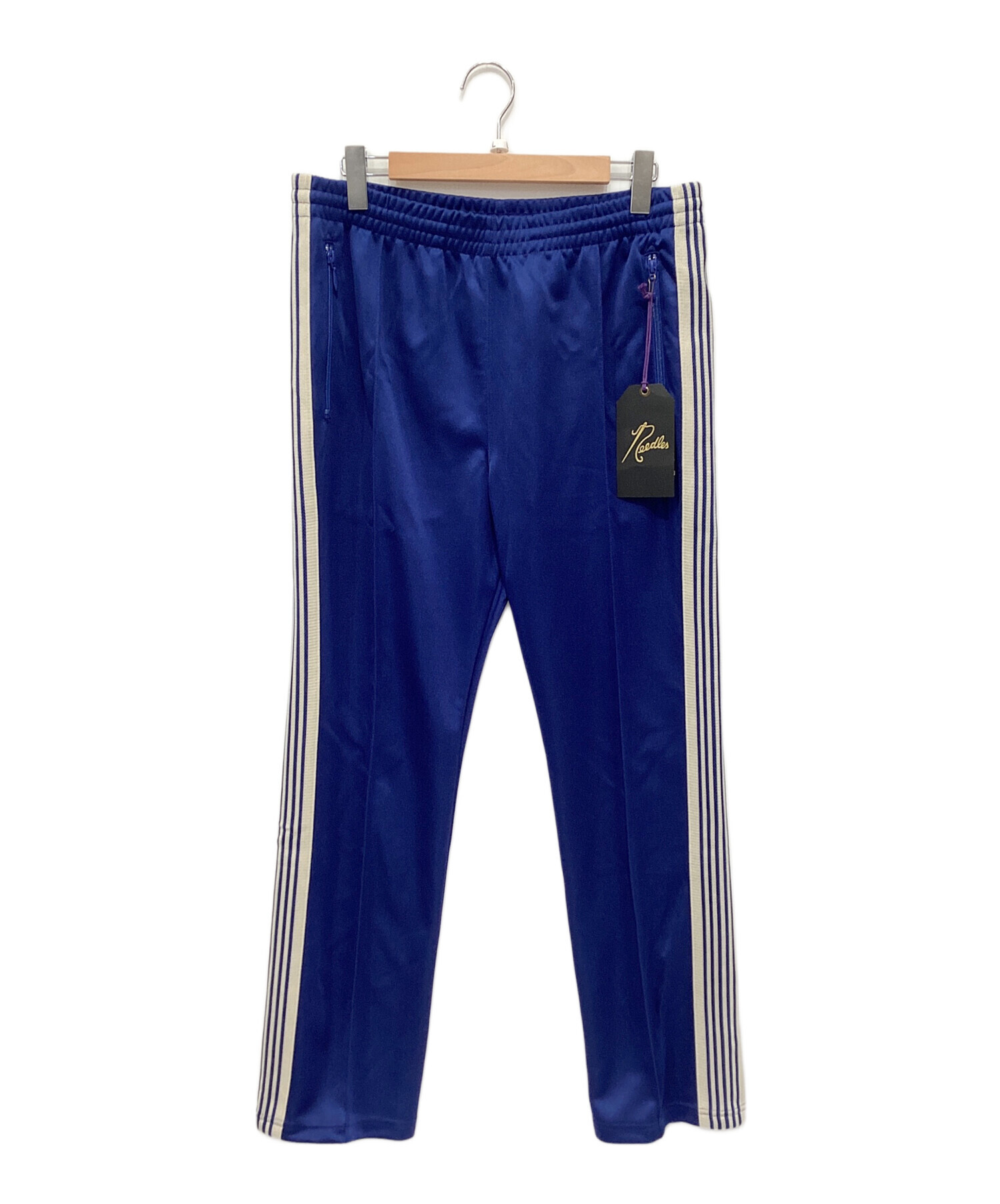 Needles トラックパンツ L ベロア　ブルー Needles トラックパンツ ナロー Lサイズ NEEDLES ベロア ナロー