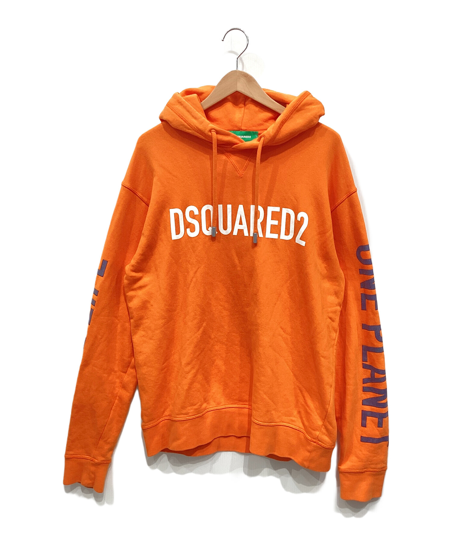１点物◎良品◎DSQUARED2 フーディック パーカー オレンジ 蛍光色 中古・古着通販】DSQUARED2 (ディースクエアード) パーカー オレンジ