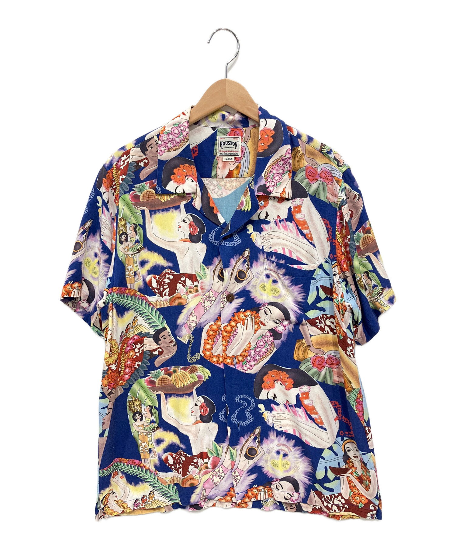 HOUSTON アロハシャツ Lサイズ 花柄 中古・古着通販】HOUSTON (ヒューストン) オープンカラーアロハシャツ