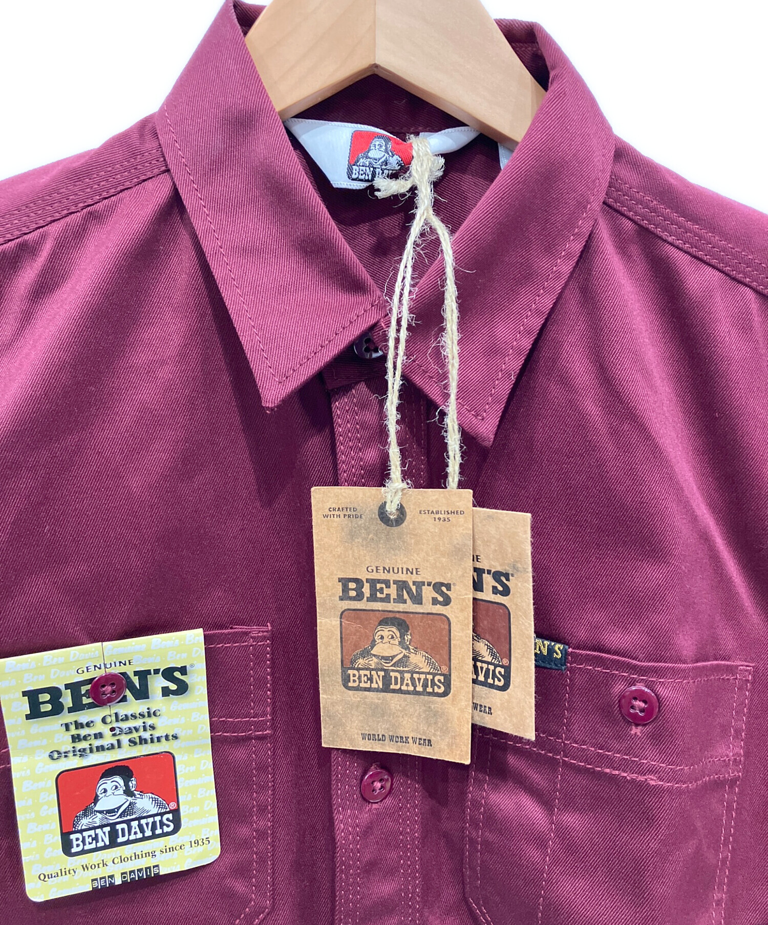 中古・古着通販】BEN DAVIS (ベンデイビス) ワークシャツ ワインレッド
