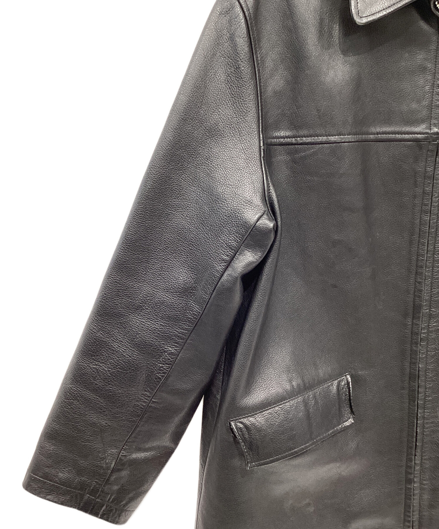 中古・古着通販】J.CREW (ジェイクルー) レザーカーコート ブラック 中古・古着通販】J.CREW (ジェイクルー) レザーカーコート ブラック