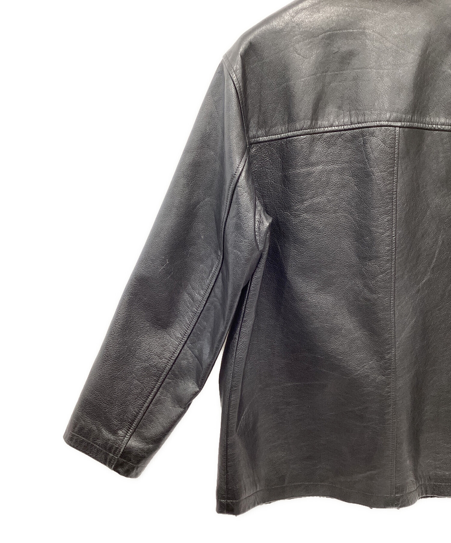 中古・古着通販】J.CREW (ジェイクルー) レザーカーコート ブラック