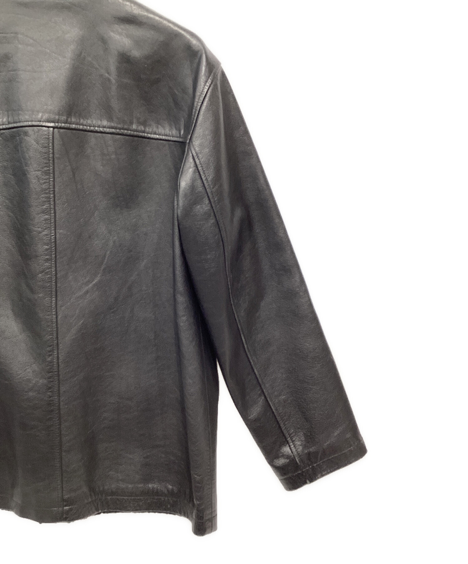 中古・古着通販】J.CREW (ジェイクルー) レザーカーコート ブラック