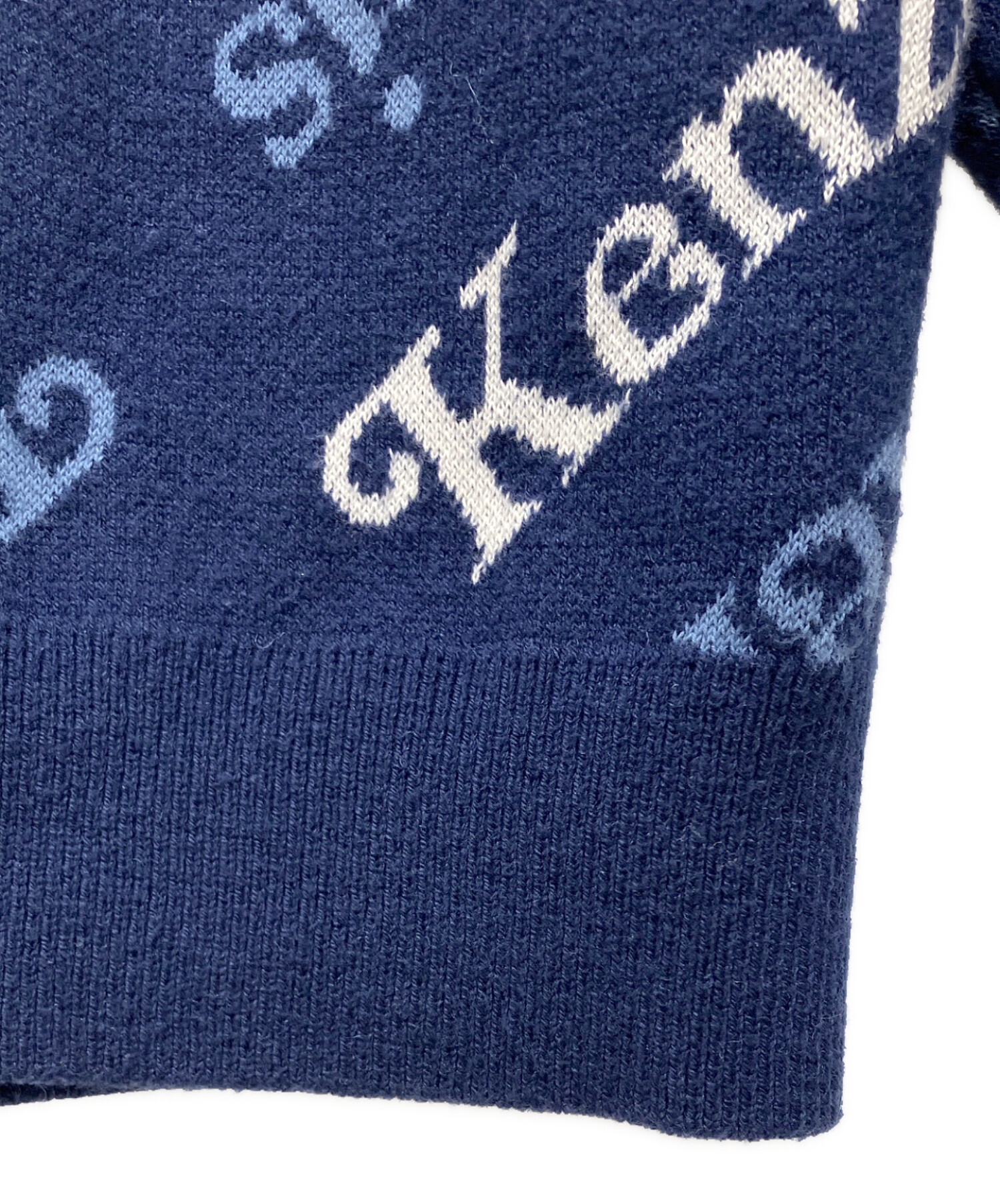 極美品　KENZO ケンゾー 配色モノグラムカーディガン　ネイビー 中古・古着通販】KENZO (ケンゾー) VERDY MARKET 厚手カーディガン