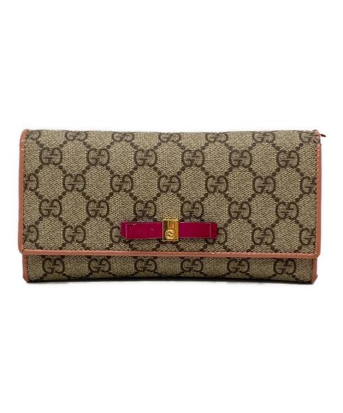 グッチGUCCI Firenze 長財布 ベージュ/オレンジ グッチ】の財布。ベージュ×オレンジの意外なギャップに心打た