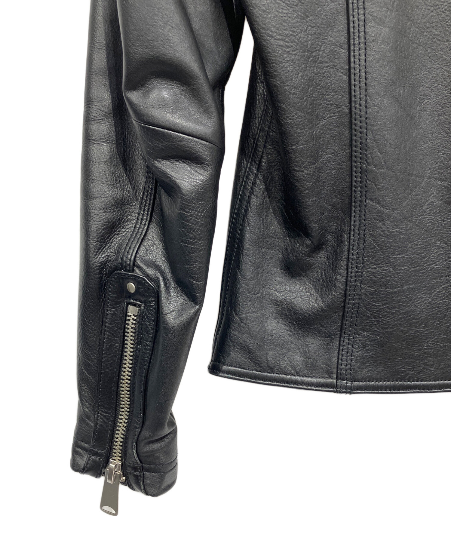 美品　キャサリンハムネット　シングルライダースジャケット　レザー　牛革　L KATHARINE HAMNETT - キャサリンハムネット 本革 レザー ライダース