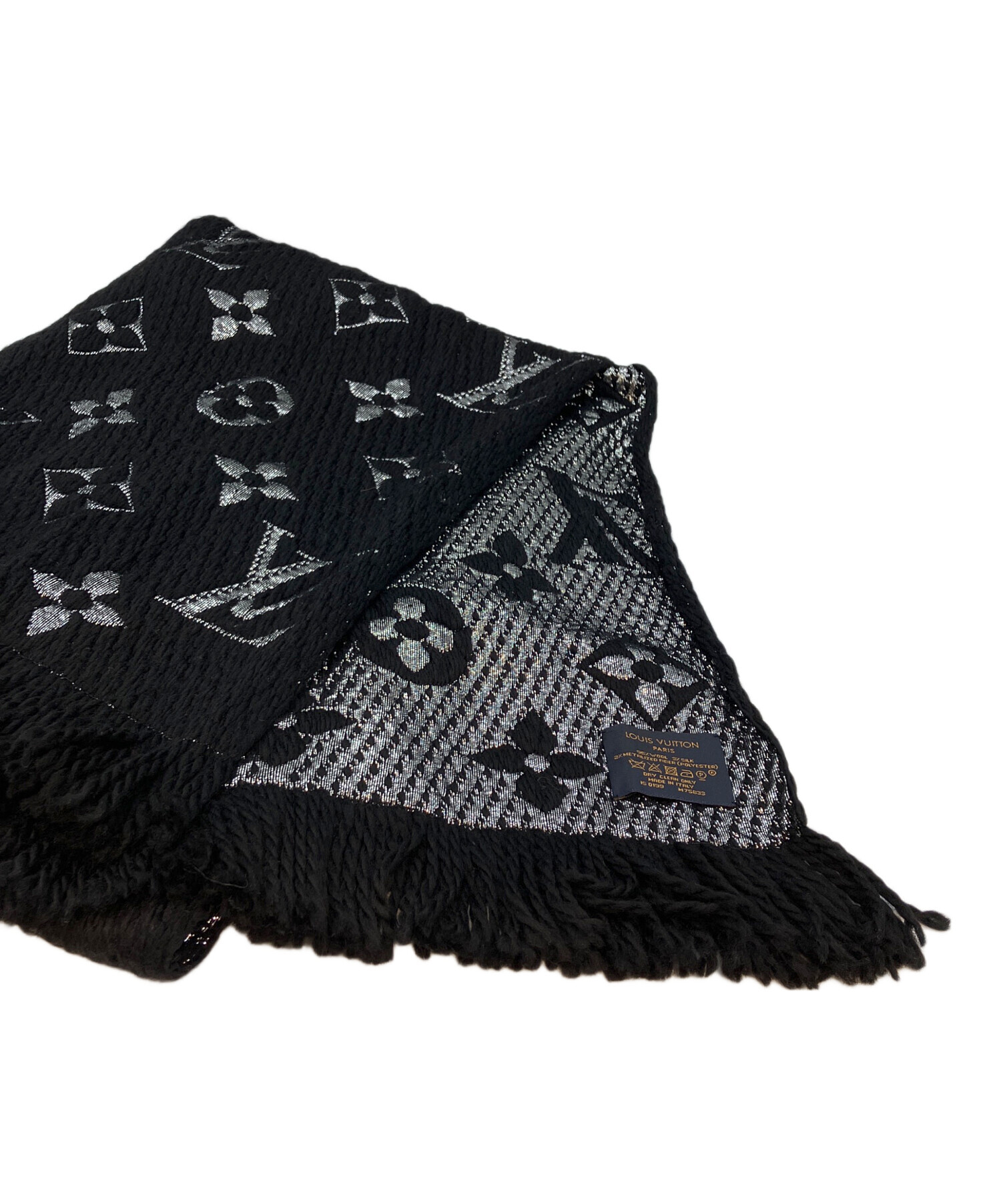 LOUIS VUITTON カシミヤマフラー ブラック　中古品 中古・古着通販】LOUIS VUITTON (ルイ ヴィトン) マフラー